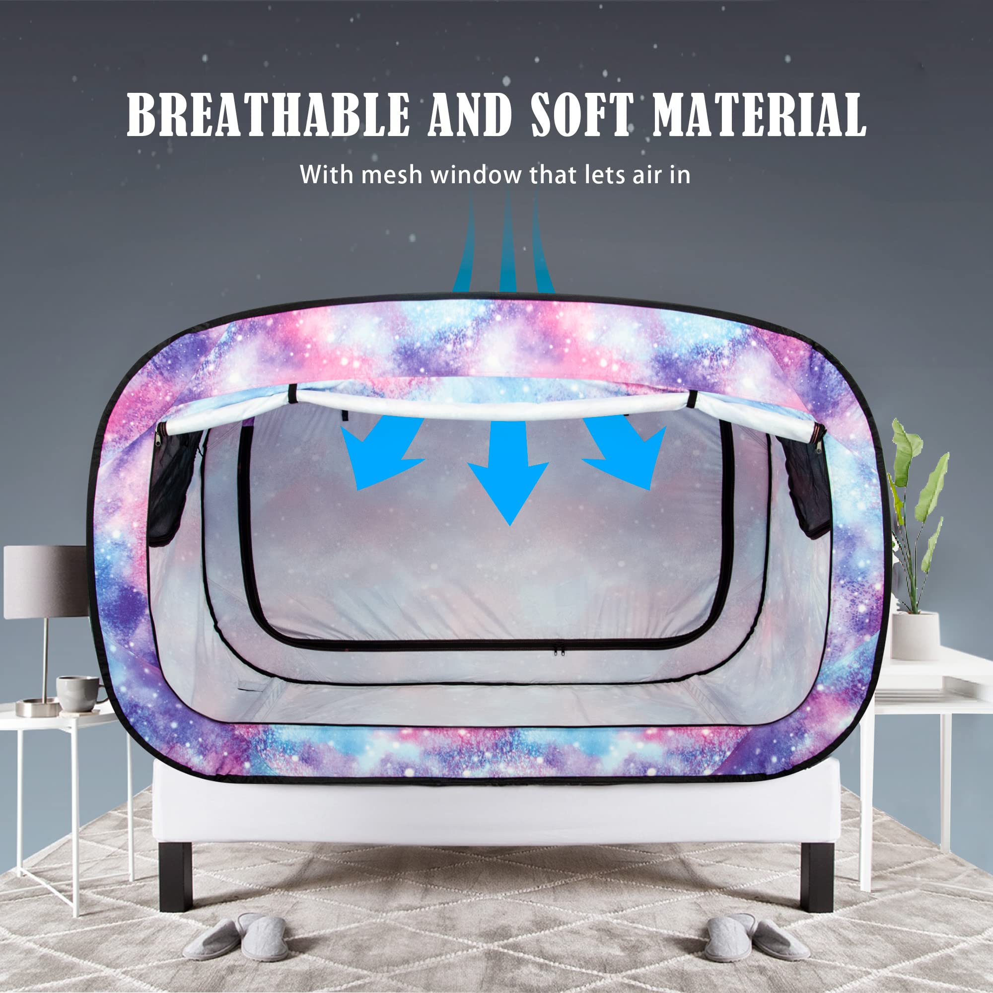 Portable Bed Tent Canopy for Kids & Adults - Breathable Indoor Sleeping Tent with 2 Doors, Private Space for Camping, Reading & Relaxation
