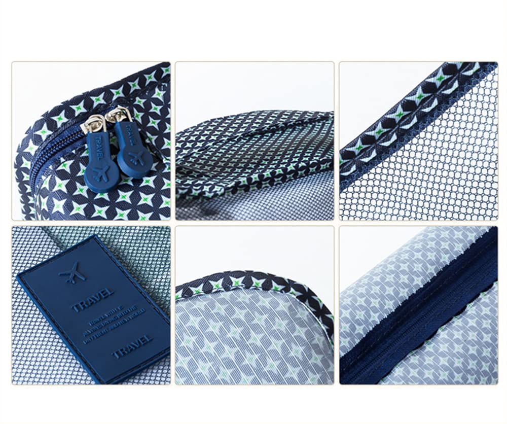 Rojeam 6-Piece Packing Cubes Set - Travel Luggage Organizers for Suitcases with Blue Stars Pattern | Perfect for Carry-On Bags, Business Trips & Vacation Packing