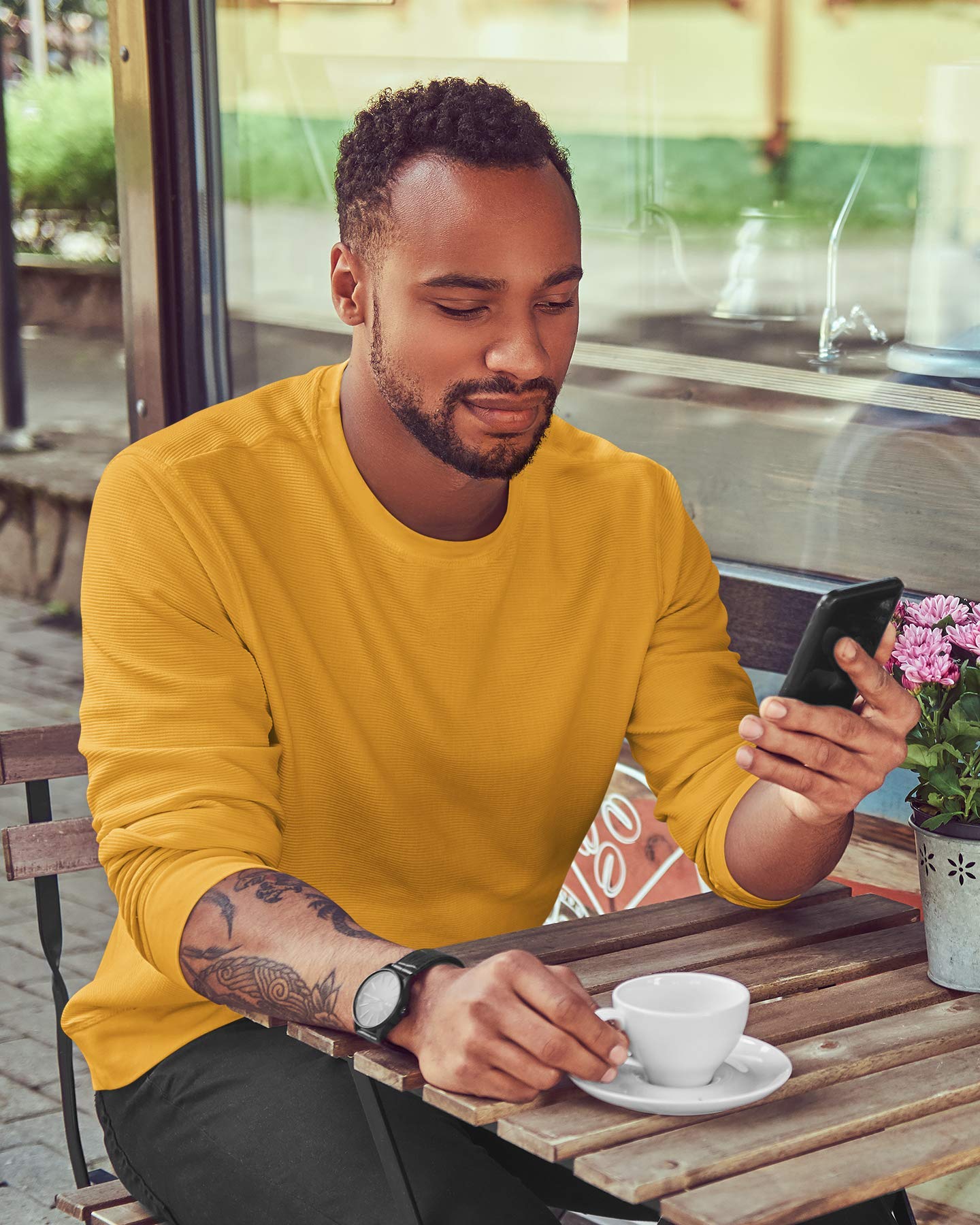 5400 Multipack Men's Long Sleeve T-Shirts Bundle - Bulk Plain Cotton Crewneck Shirts for Men - Custom Color Set - Perfect for Workwear, Layering & Everyday Casual Outfits