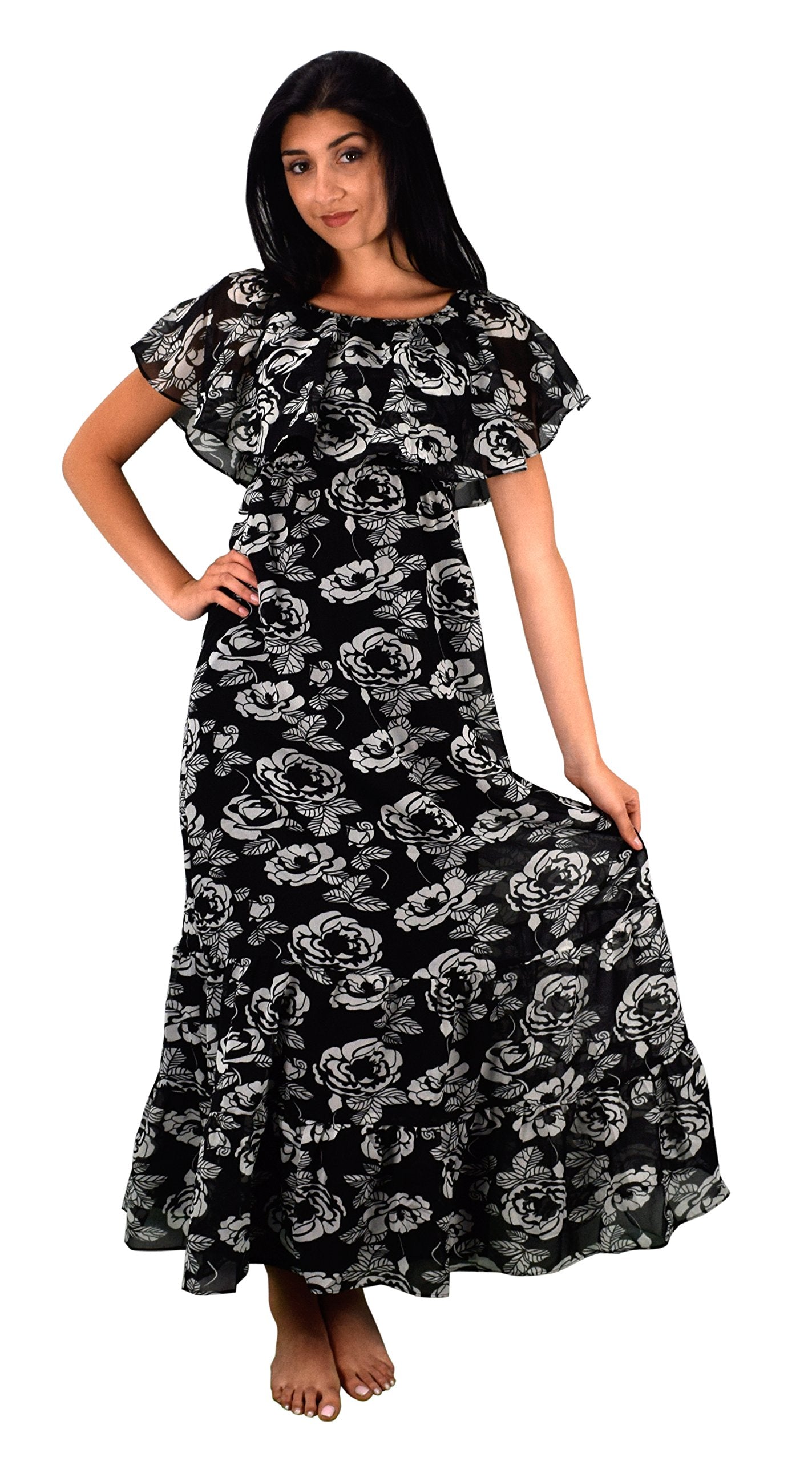 Women's Bohemian Floral Maxi Dress - Vintage Summer Long Dress for Beach, Music Festivals & Casual Outings