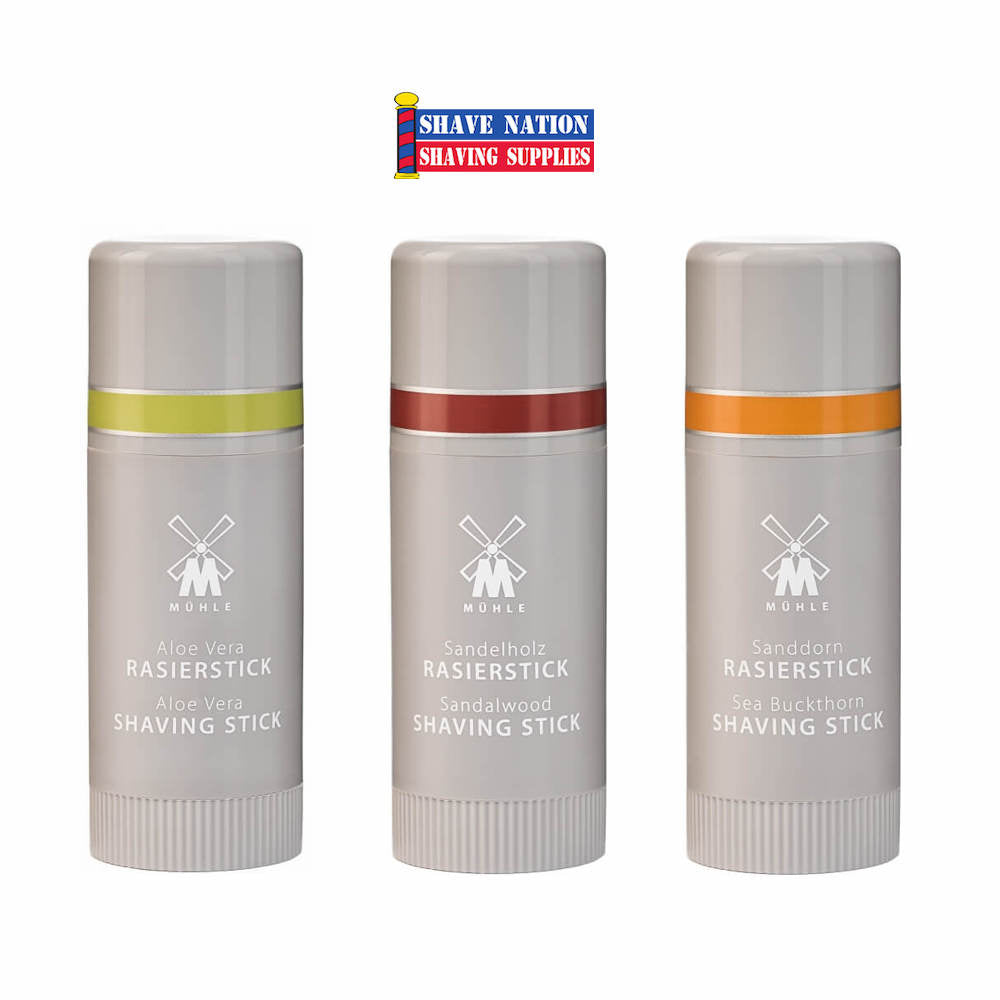 Mühle Shaving Soap Stick for Men - 4 Refreshing Scents (Sandalwood, Lavender, Aloe Vera, Unscented) - Travel-Friendly Wet Shaving Soap for Sensitive Skin - Perfect for Home, Gym & Business Trips