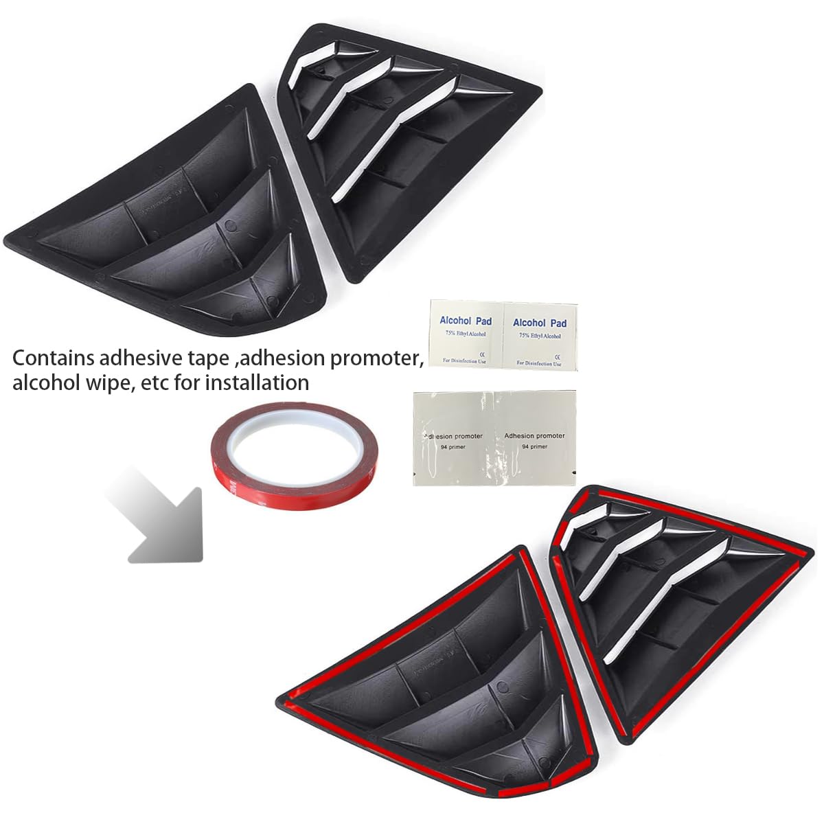 Nissan Sentra 2013-2019 Rear Side Window Louvers - Carbon Fiber Air Vent Scoop Shades (2PCS) | Sporty Exterior Accessories | Enhances Style & Sun Protection for Daily Driving & Car Shows