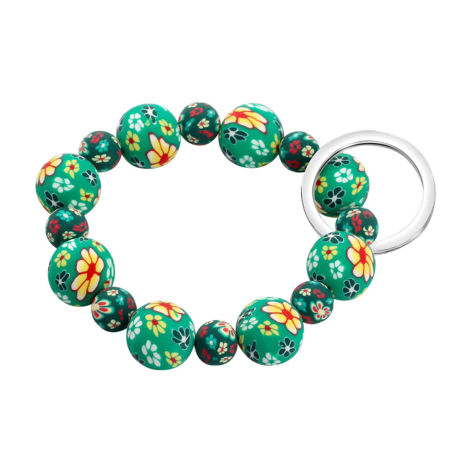 Hands-Free Wrist Keychain Bracelet - Elastic Polymer Clay Beads Key Holder for Keys, Wallet & Essentials | Perfect for Running, Hiking, Travel & Daily Use