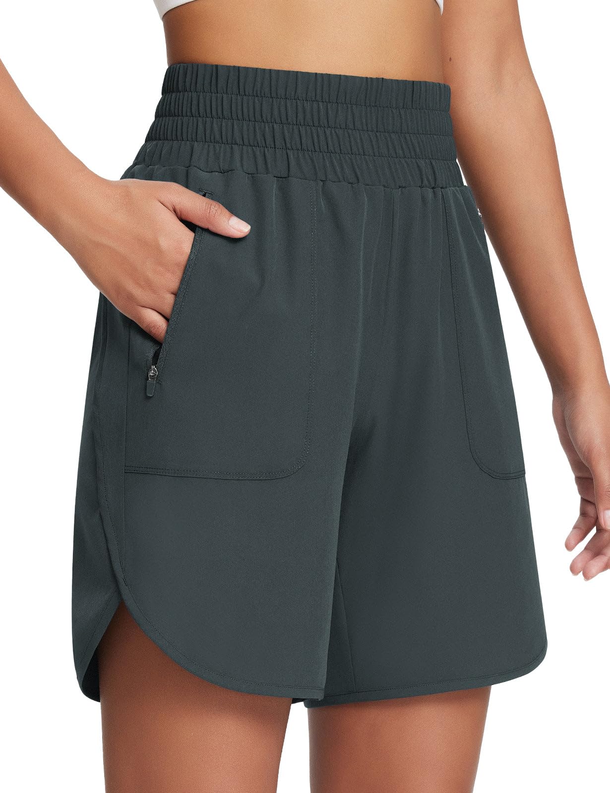 BALEAF Women's 7 Inch High Waisted Athletic Shorts - Quick Dry Running Workout Hiking Shorts with Zipper Pockets & UPF50+ Sun Protection - Perfect for Gym, Yoga, Outdoor Sports and Summer Activities