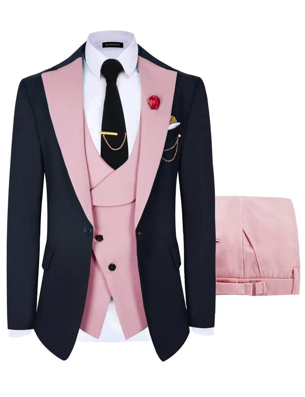 Men's Slim Fit 3-Piece Suit Set - Blazer, Vest & Dress Pants for Wedding, Prom & Business | Formal Occasions & Special Events