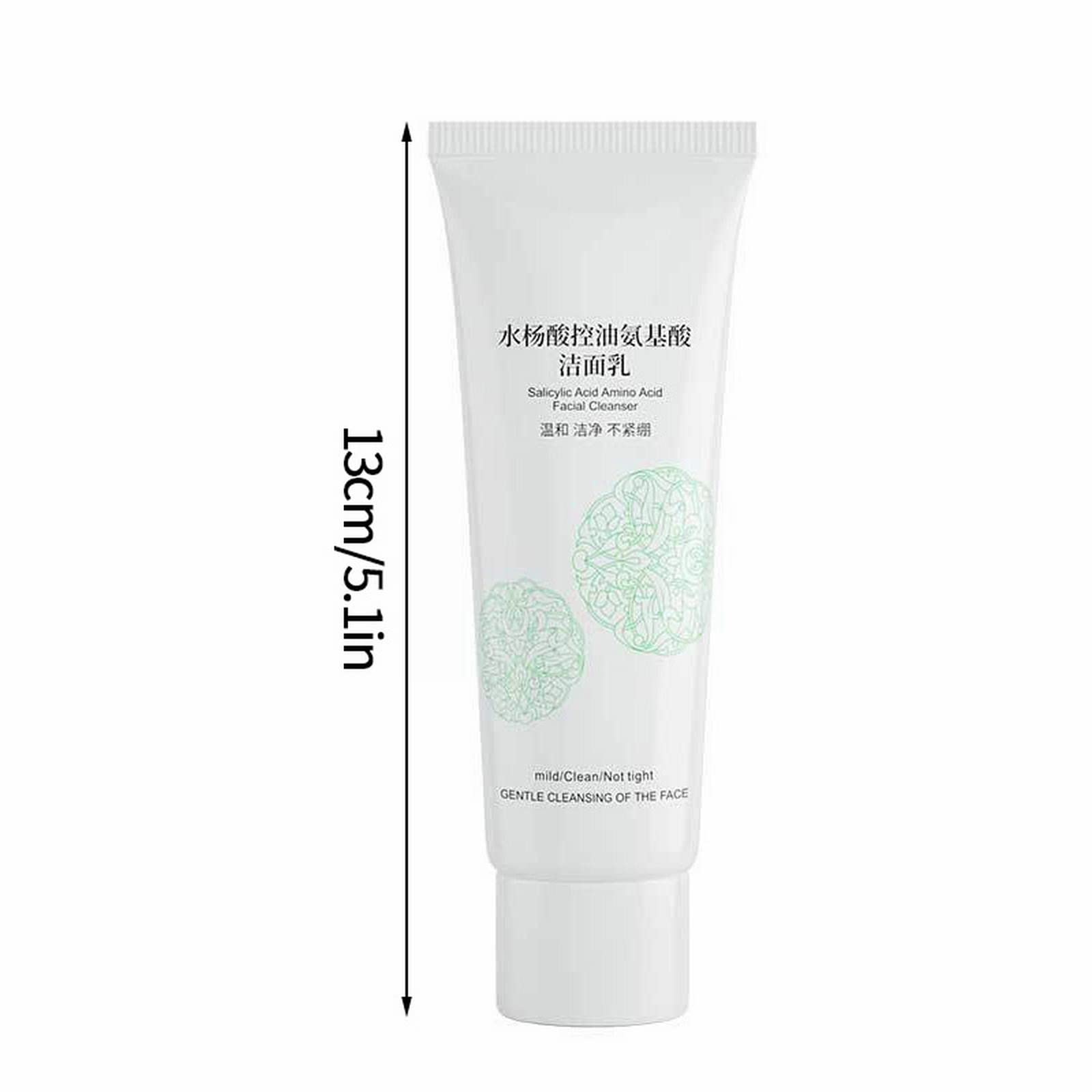 Salicylic Acid & Ortho Hydroxybenzoic Facial Cleanser - Deep Cleansing, Oil Control & Moisturizing Foam Face Wash with Rice Water Extract (80g, White) | Perfect for Acne-Prone Skin & Daily Deep Pore Cleansing Routine