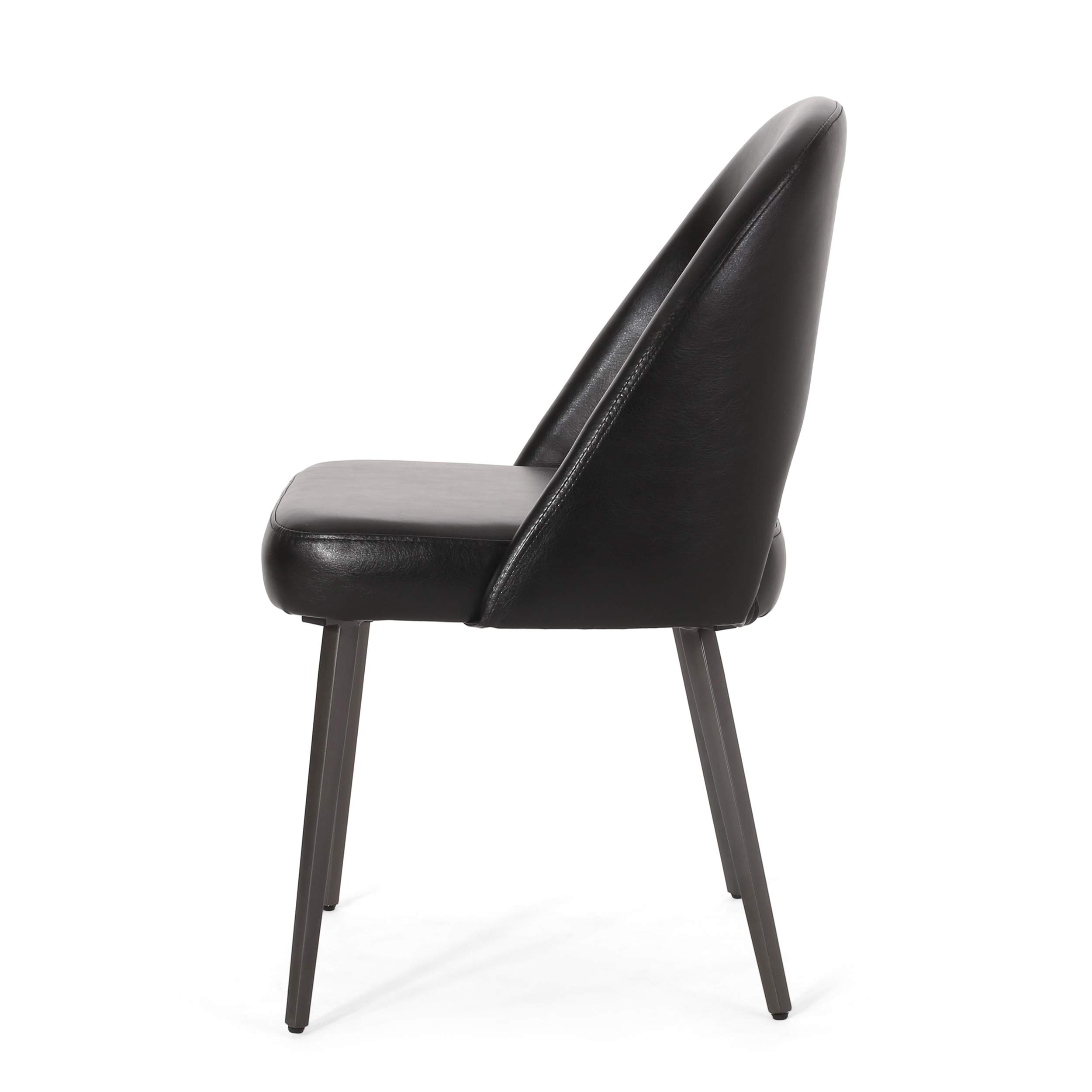 Christopher Knight Home Abbeville Open Back Dining Chairs Set of 2 - Midnight Black & Gun Metal Finish - Modern Kitchen & Dining Room Furniture for Home Decor