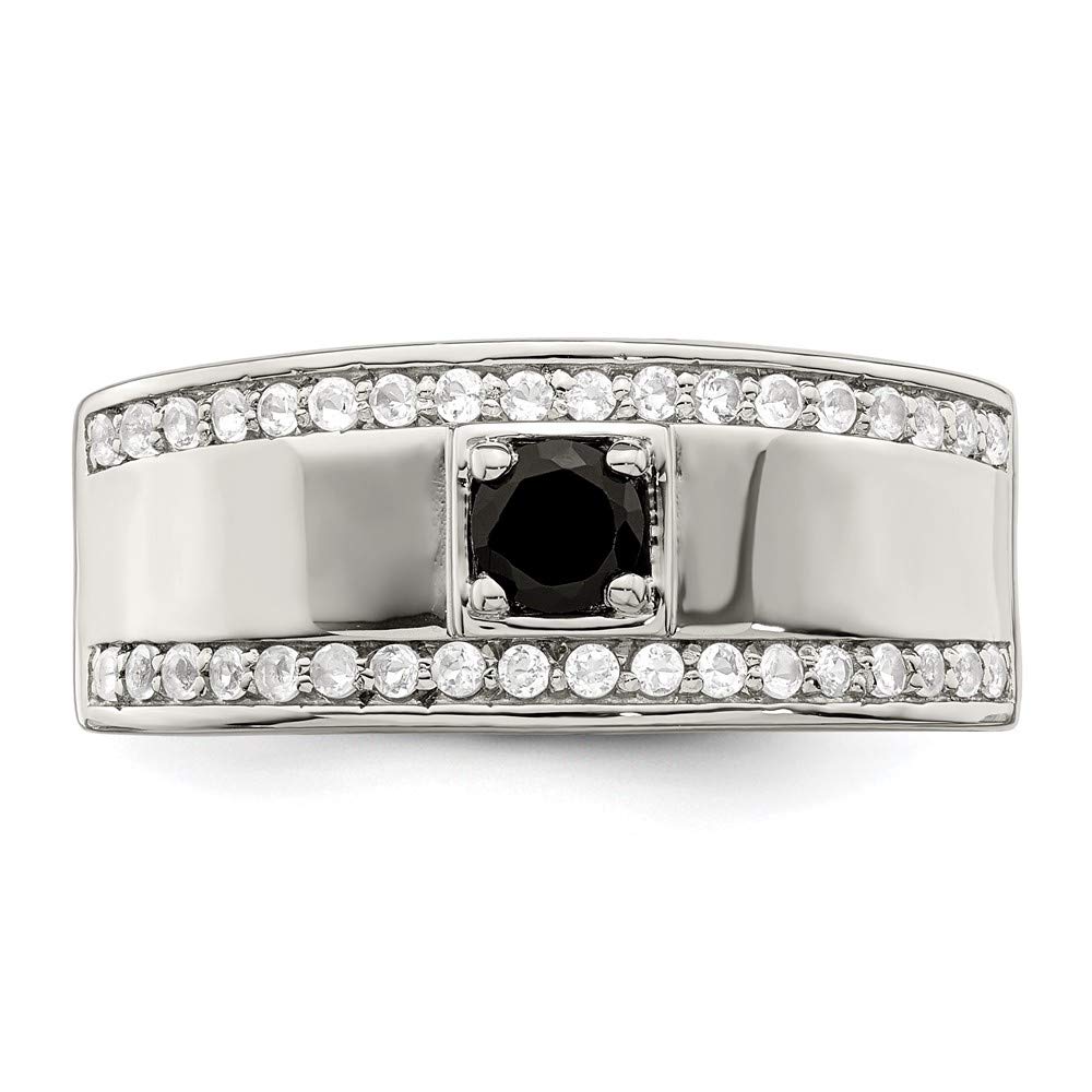 Men's 925 Sterling Silver Onyx & White Topaz Ring - Elegant Fine Jewelry for Men, Perfect Gift for Him - Ideal for Weddings, Anniversaries & Special Occasions