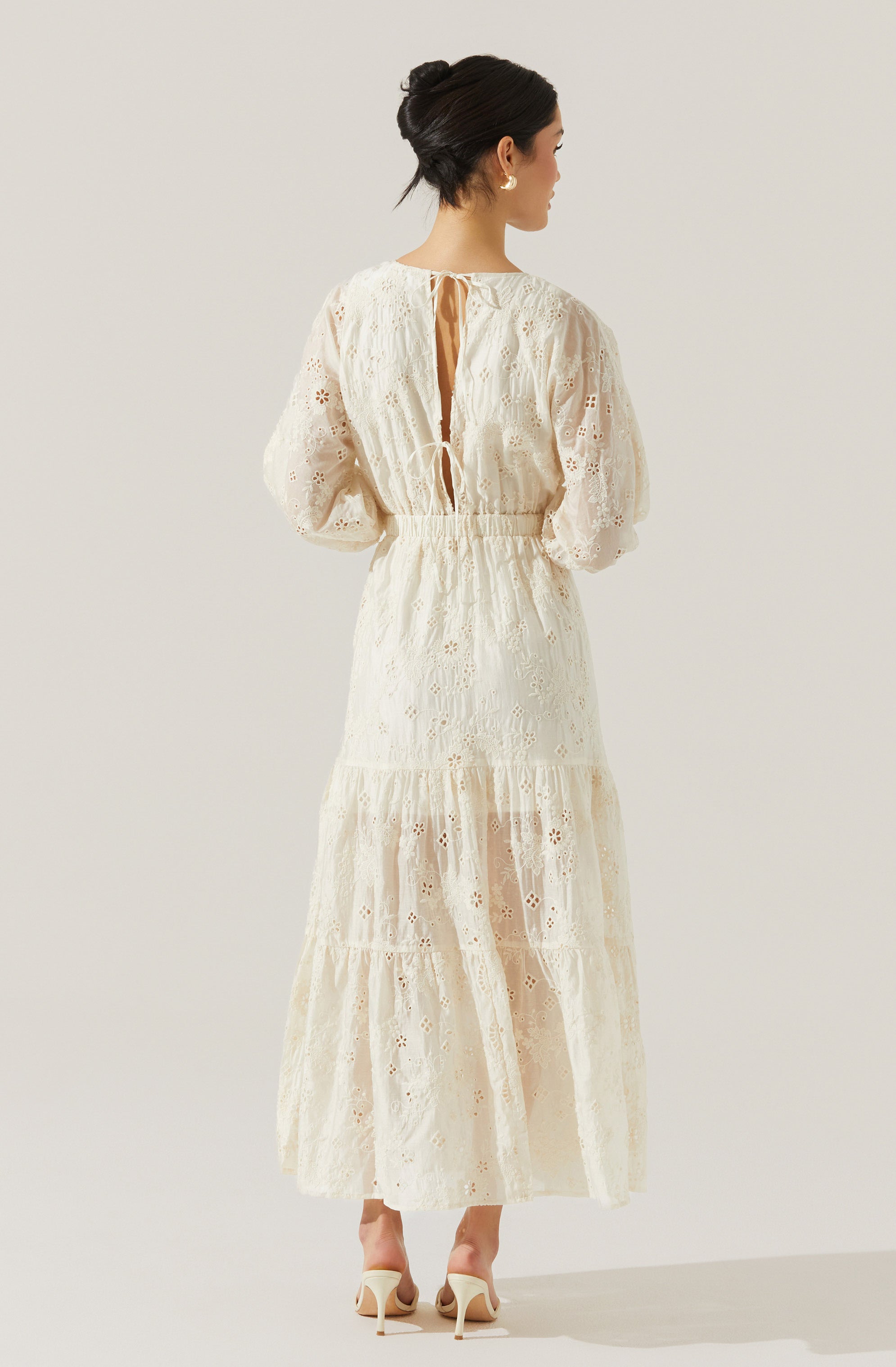 Jesalyn Floral Eyelet Maxi Dress for Women - Summer Boho Long Dress with Lace Trim - Perfect for Beach Vacation, Wedding Guest & Outdoor Events