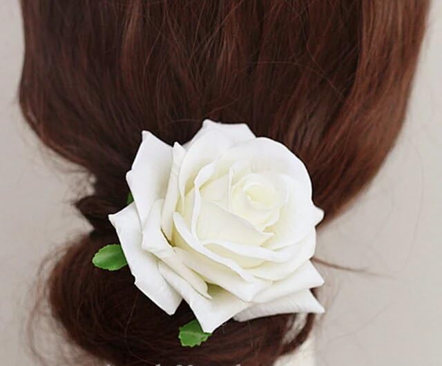 Elegant Small Artificial White Rose Hair Clips for Women & Girls - Pack of 2 | Perfect for Weddings, Parties & Everyday Hair Accessories