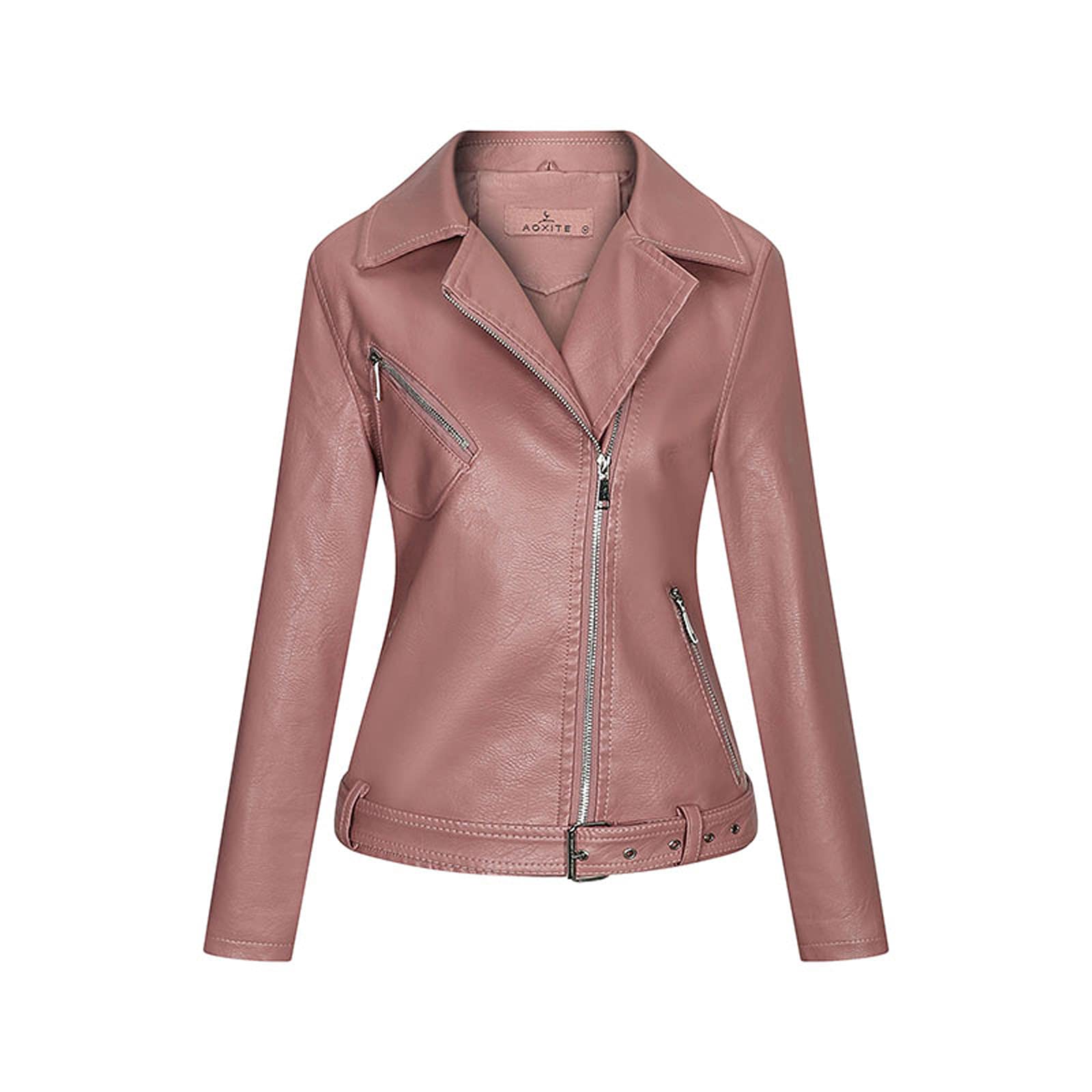 Women's Fleece Lined Leather Biker Jacket - Winter Warm Short Coat with Zipper, Soft Lightweight Outerwear for Women | Perfect for Motorcycle Riding, Casual Outfits & Cold Weather Fashion