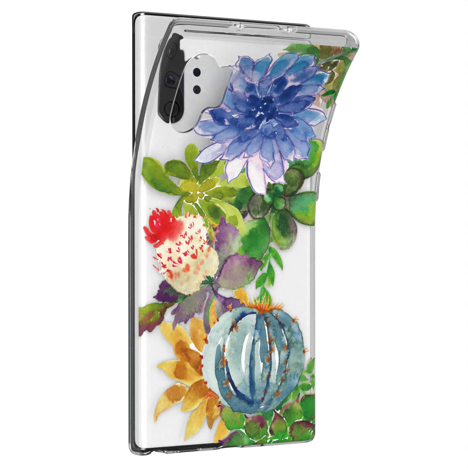 Samsung Galaxy S24 S23 Ultra S22 5G Plus S21 FE S20 S10 Phone Case - Slim Flexible Silicone TPU Protective Cover with Watercolor Painted Plants & Cactus Design | Lightweight, Durable for Everyday Use, Work & Travel