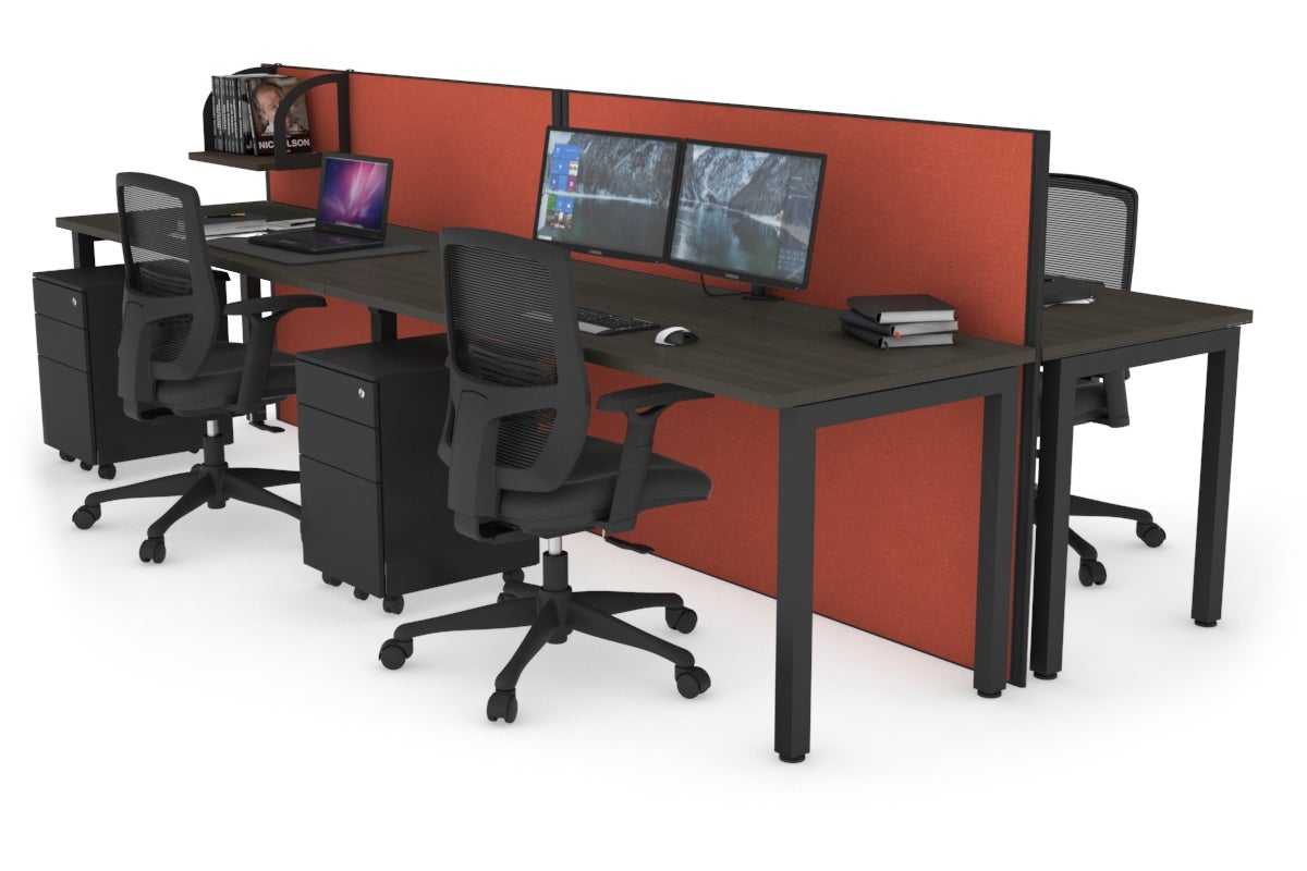 Horizon Quadro 4-Person Office Workstation Bench with Square Legs - 1800L x 700W Dimensions - Perfect for Conference Rooms, Coworking Spaces & Office Workstations
