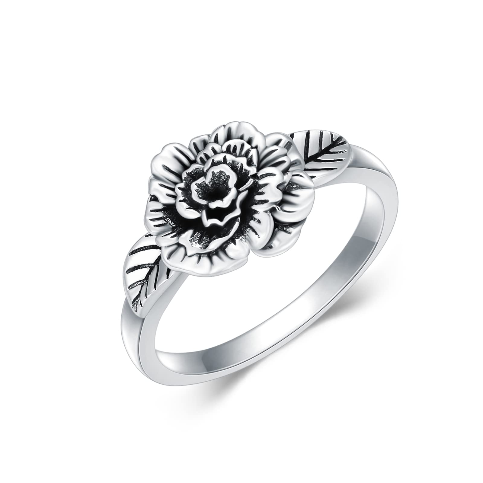 Vintage Birth Flower Rings for Women - 925 Sterling Silver Floral Jewelry Gifts for Mom, Wife, Daughter | Elegant Birthday, Anniversary & Mother's Day Present