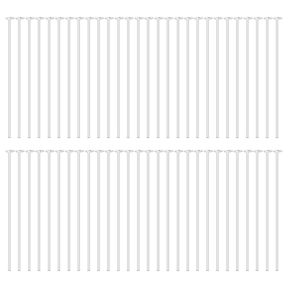 BENECREAT 60Pcs 925 Sterling Silver Flat Head Pins, 24 Gauge Jewelry Making Supplies for DIY Earrings, Necklaces & Bracelets - 1.2 Inch Long Silver Pins for Beading and Crafting