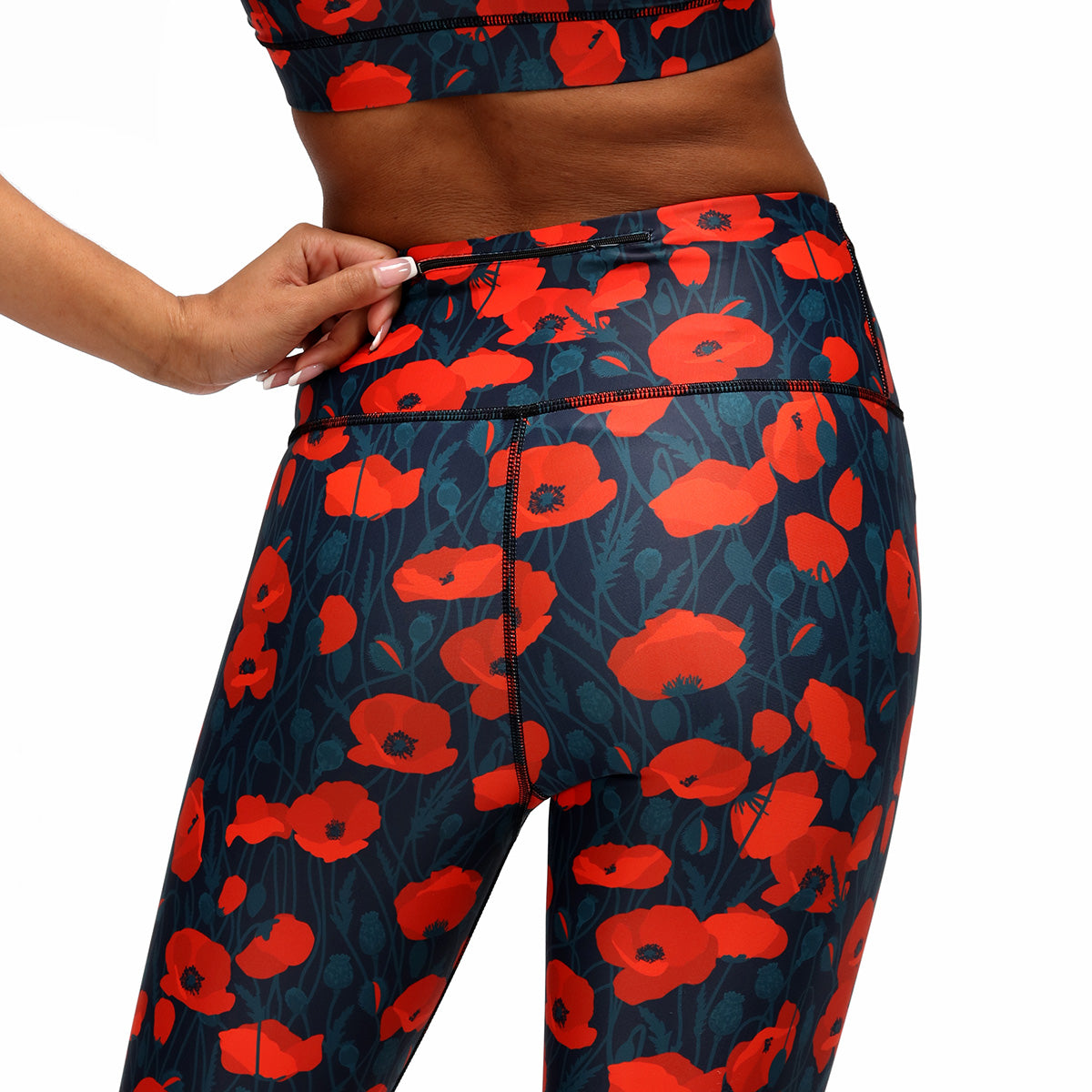 Poppy Field Leggings - High Waisted Yoga Pants for Women, Comfortable Workout Leggings with Floral Print, Perfect for Yoga, Running, Gym & Casual Wear