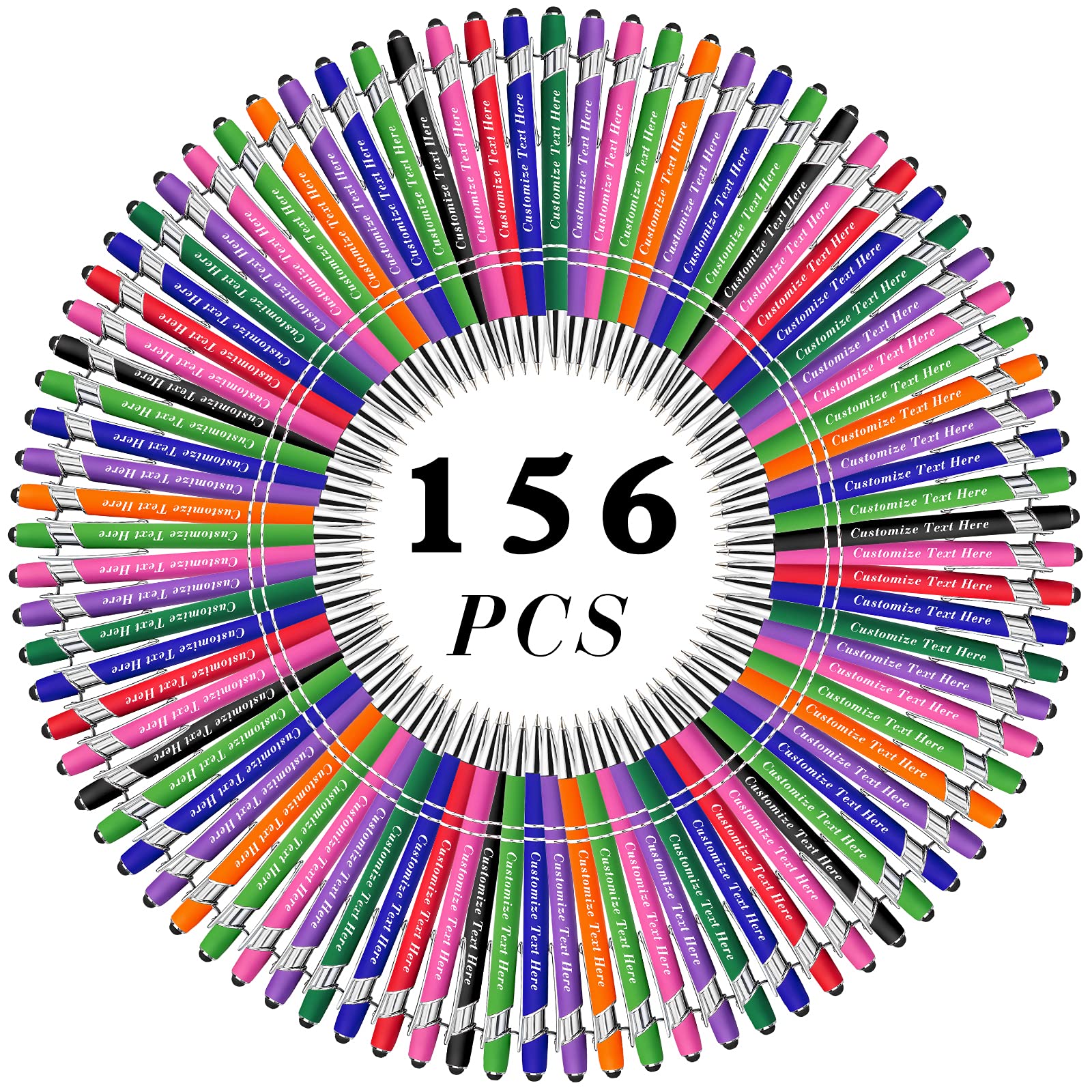 50-500 Pcs Custom Engraved Ballpoint Pens with Stylus Tip - Personalized Name/Message/Logo - Bulk Promotional Pens for Wedding, Graduation, Birthday, Christmas Gifts - Medium Point Black Ink - Perfect for Corporate Events, School Supplies & Office Use