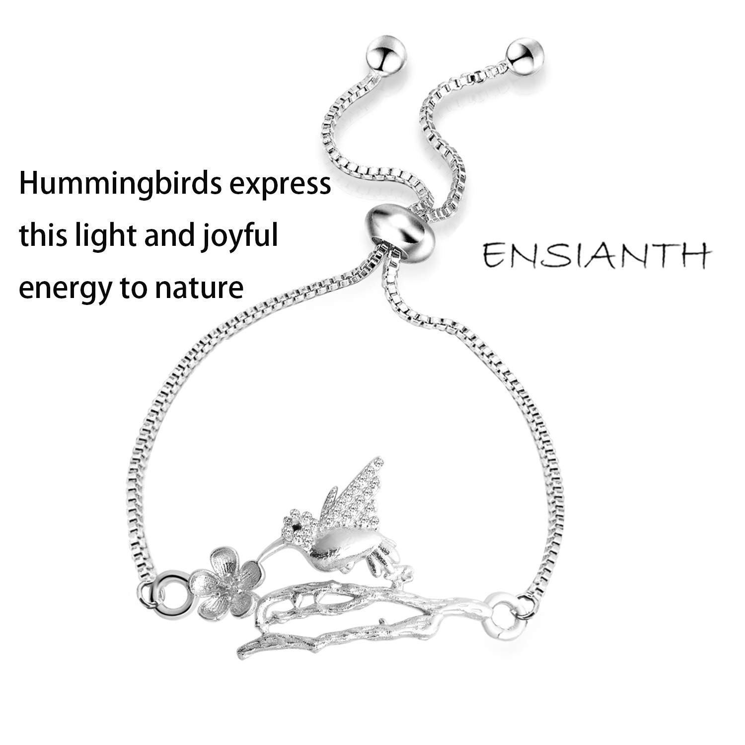 ENSIANTH Rose Gold Hummingbird Bracelet with Crystals - Dainty Bird Jewelry for Women - Perfect Christmas Gift for Her, Birthday Present, Anniversary or Special Occasion