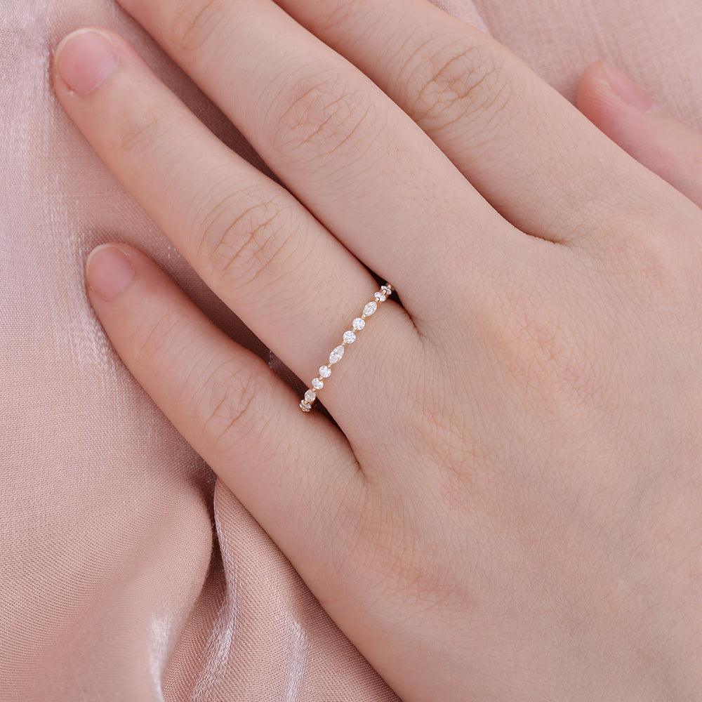 Moissanite Yellow Gold Full Eternity Ring for Women - 14K Solid Gold Wedding Band, Anniversary Gift, Bridal Jewelry - Perfect for Engagements, Proposals & Special Occasions