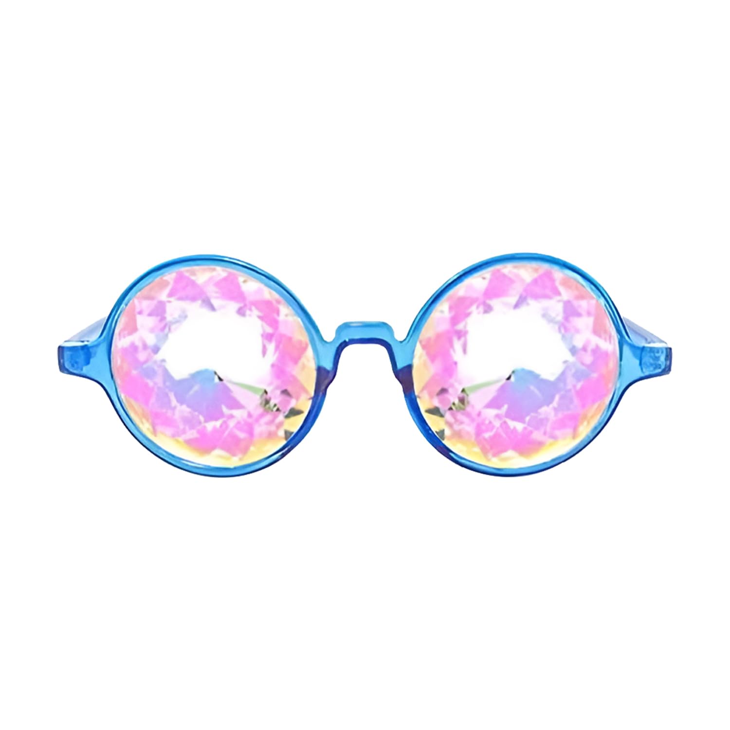 GloFX Transparent Blue Kaleidoscope Glasses - Rainbow Prism Diffraction Lenses for Rave Parties, Music Festivals & Trippy Visual Effects - Fun Light Refraction Eyewear for Concerts, EDM Events & Psychedelic Experiences