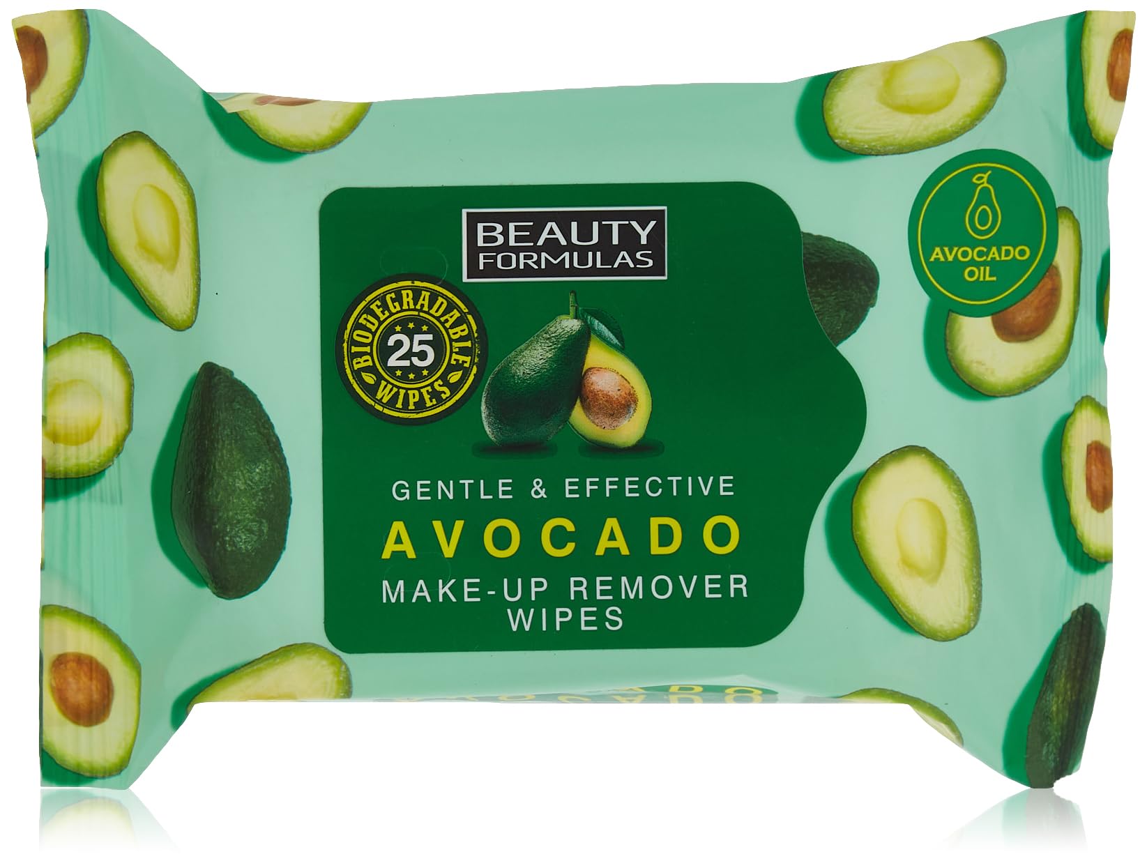 BEAUTY FORMULAS Avocado Makeup Remover Wipes - Gentle Cleansing Facial Wipes for Sensitive Skin | Perfect for Travel, Gym & Daily Makeup Removal
