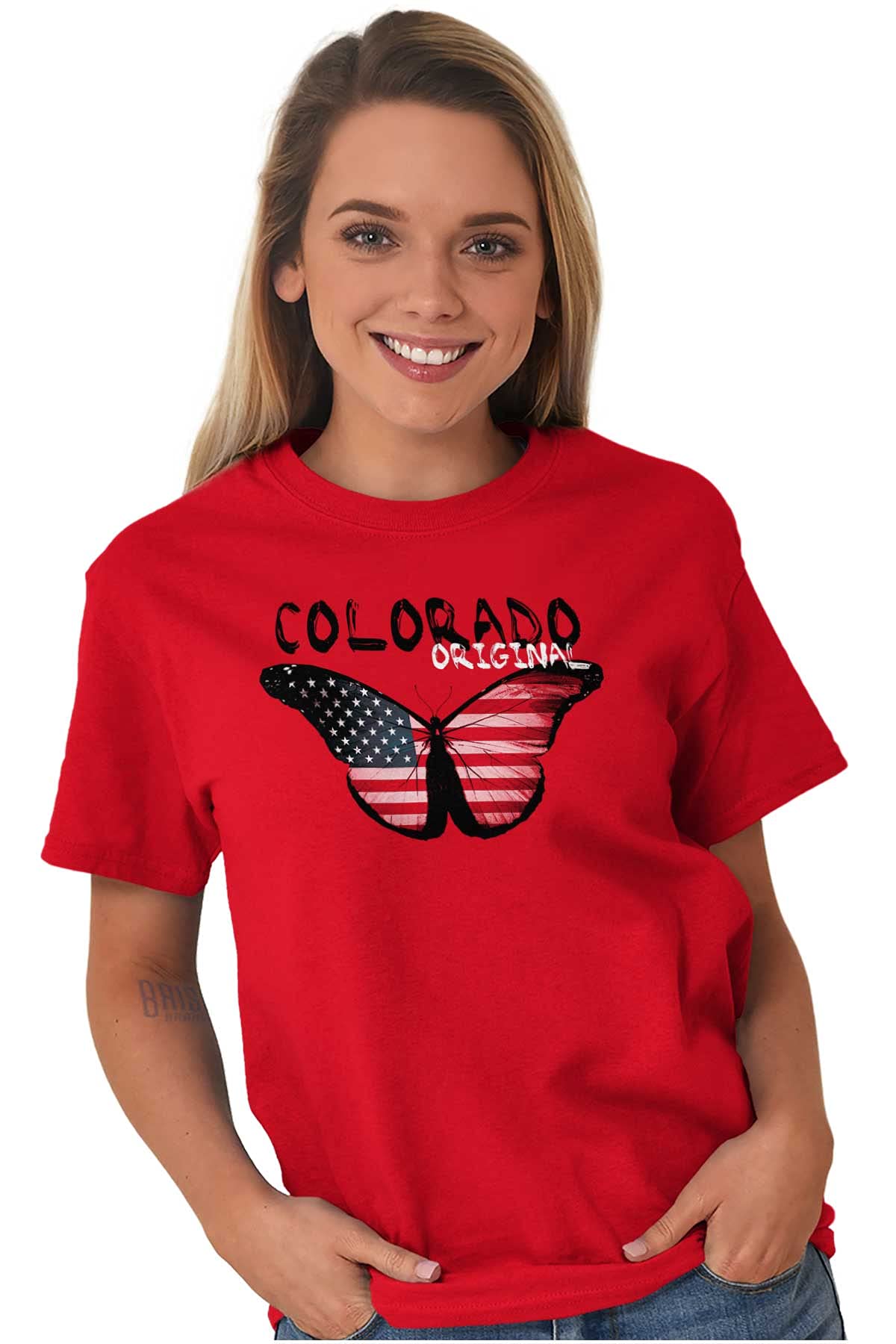 Colorado USA Flag Butterfly Women's Graphic Tee - Casual & Stylish