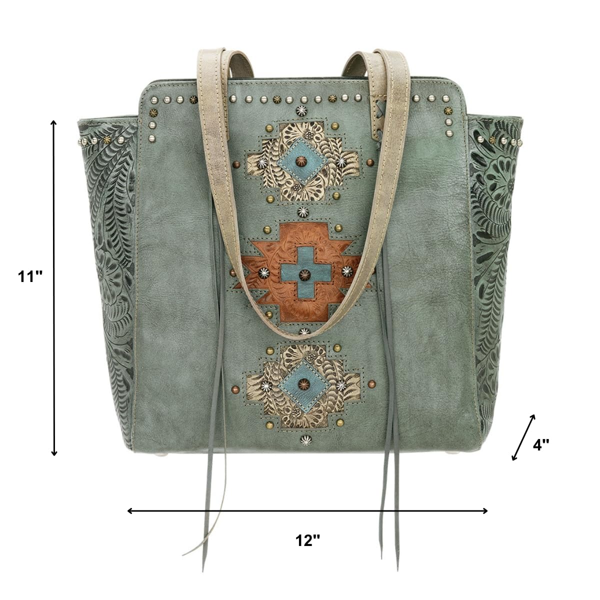Authentic American West Leather Navajo Soul Tote Bag for Women - Stylish Handmade Crossbody Purse for Daily Use, Work, Travel & Shopping