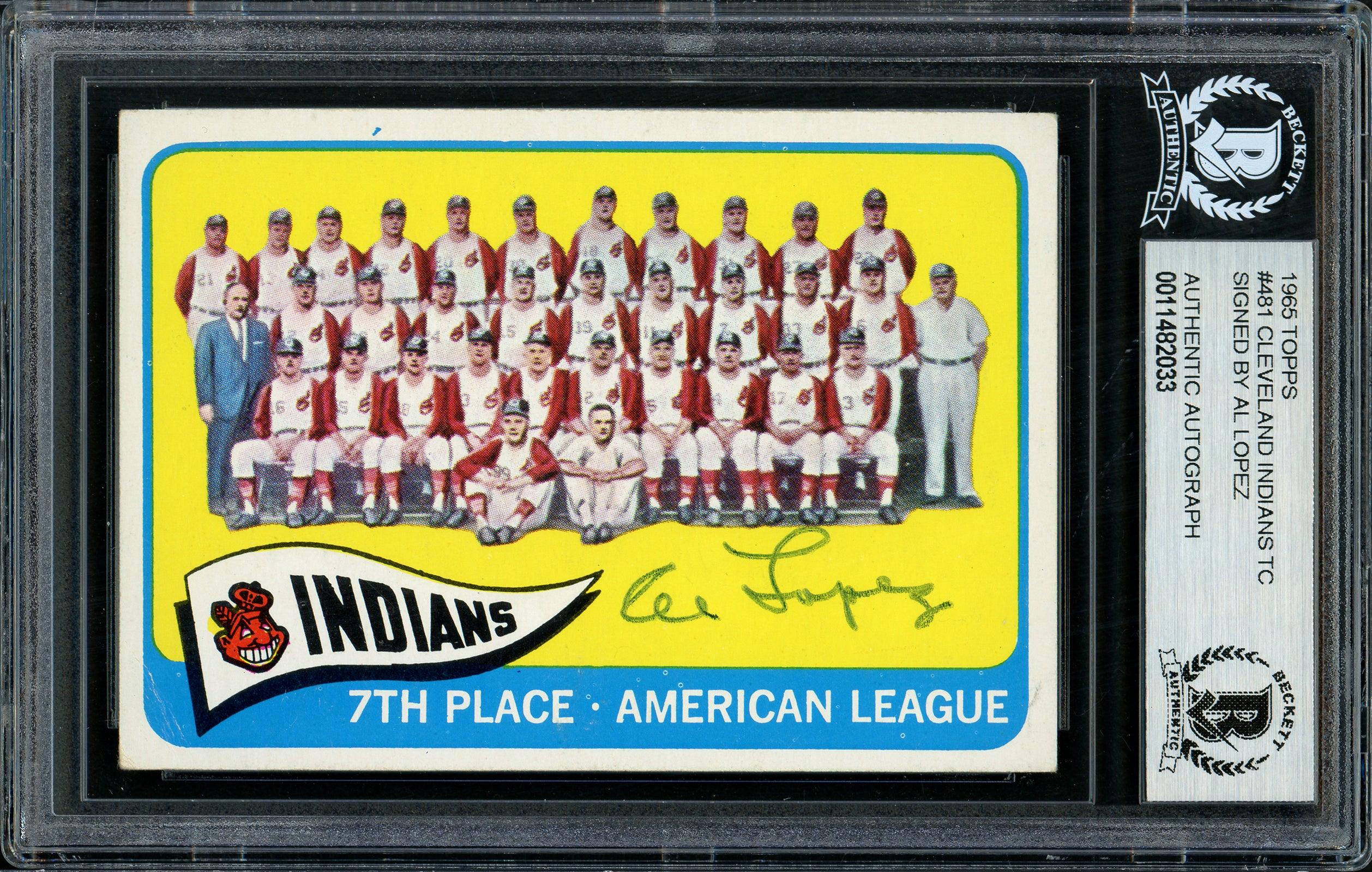 Al Lopez Autographed 1965 Topps Baseball Card #481 - Cleveland Indians - Beckett BAS #11482033 - Perfect for Sports Memorabilia Collectors and Baseball Fans