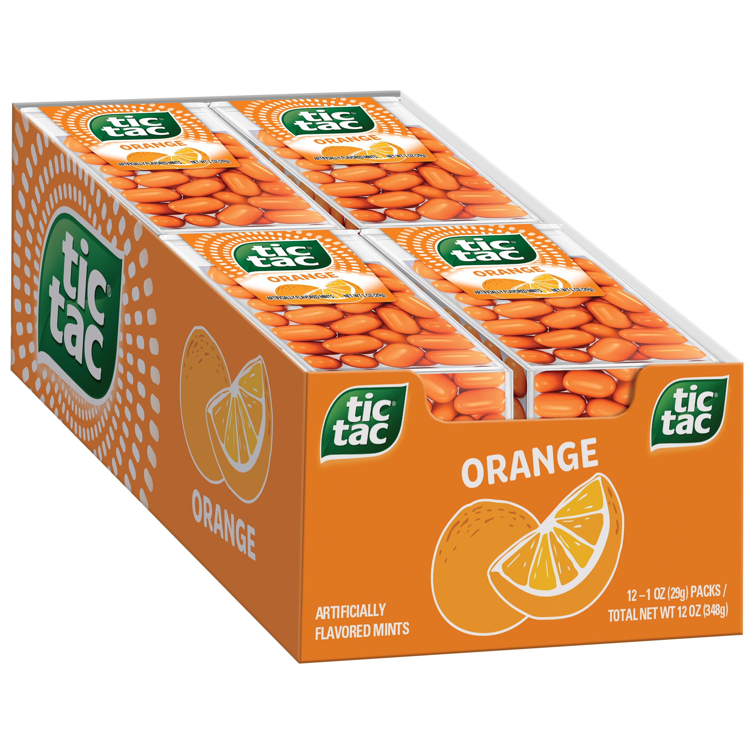 Tic Tac Orange Flavored Mints - 12 Pack Bulk (1 Oz Each) | Fresh Breath On-The-Go | Perfect for Office, Travel & After Meals