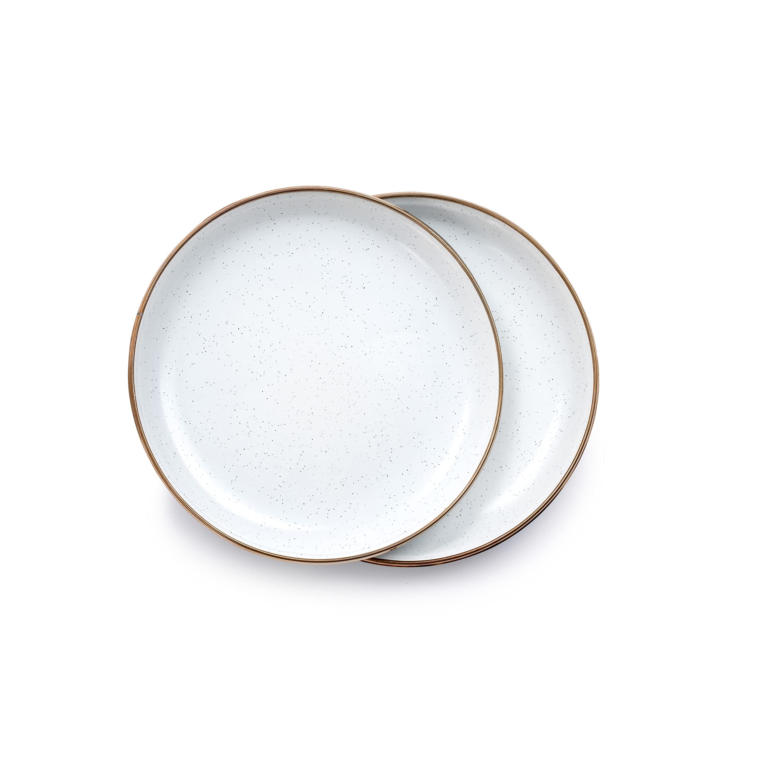 Barebones 8 Inch Salad Plates Set of 2 - Durable Enamelware Dinner Plates for Kitchen, Camping & Picnic - Eggshell White - Perfect for Outdoor Dining, BBQ & Home Decor