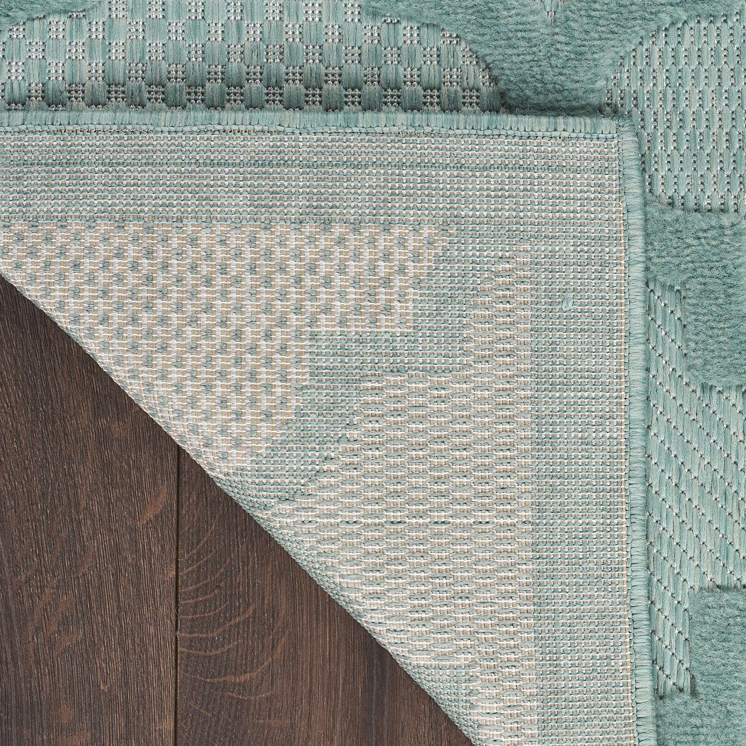 Nourison Easy Care Moroccan Aqua/Teal 6' x 9' Area Rug - Trellis Pattern, Stain Resistant & Non-Shedding for Easy Cleaning | Perfect for Living Room, Bedroom, Dining Room, Backyard, Deck & Patio Decor (6x9)