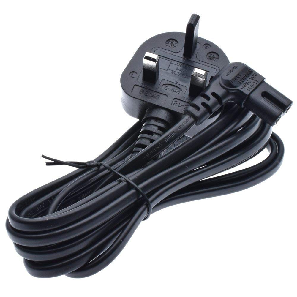 3M UK AC Power Cord - Right Angled C7 Figure 8 to 3-Prong Cable for TV, Printers, Cameras, PS4, PS3 | Perfect for Home Entertainment & Office Electronics Setup
