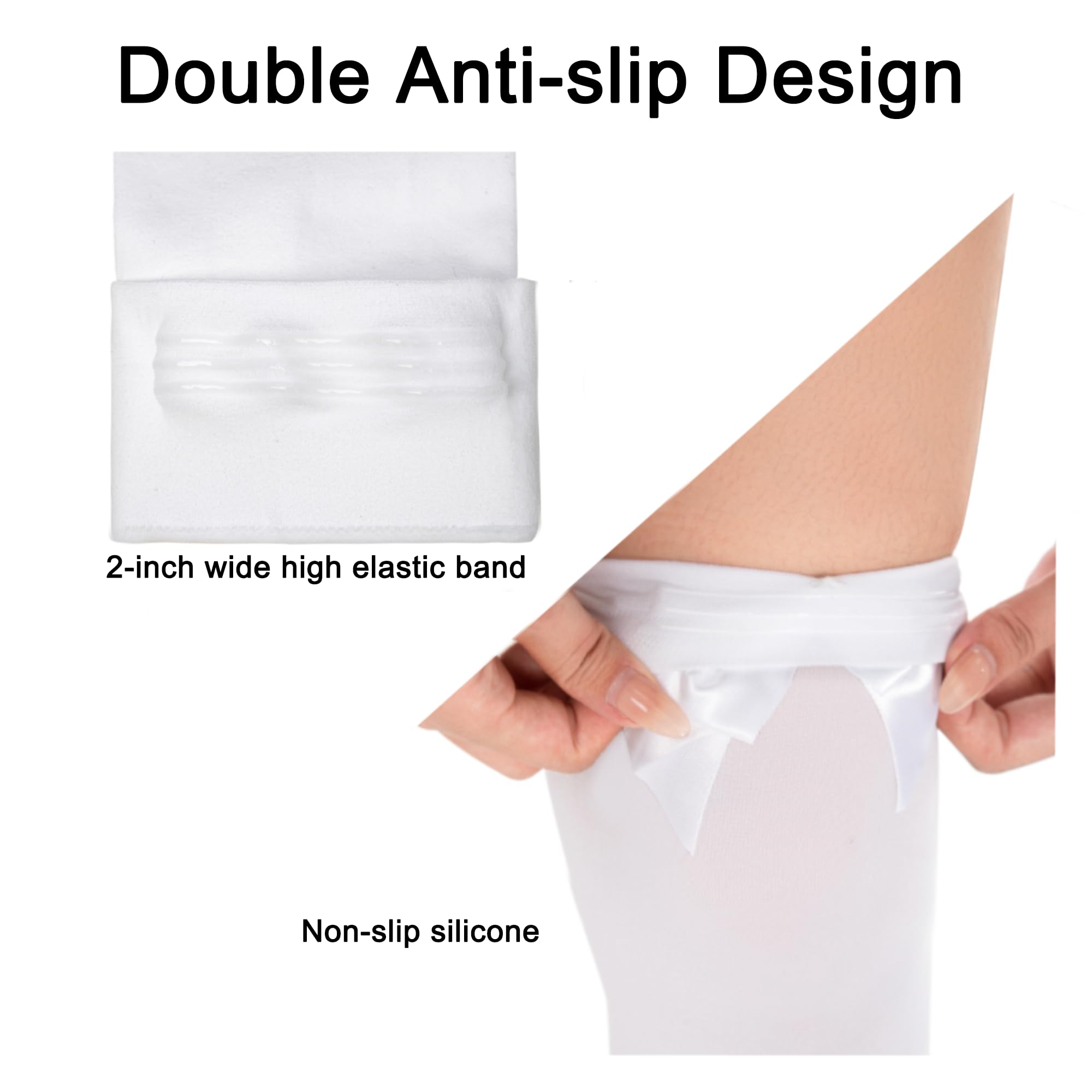 2025 Upgraded Women's White Thigh High Stockings - Anti-Slip Knee High Socks with Elegant Satin Bows | Perfect for Cosplay, Party Outfits & Winter Fashion