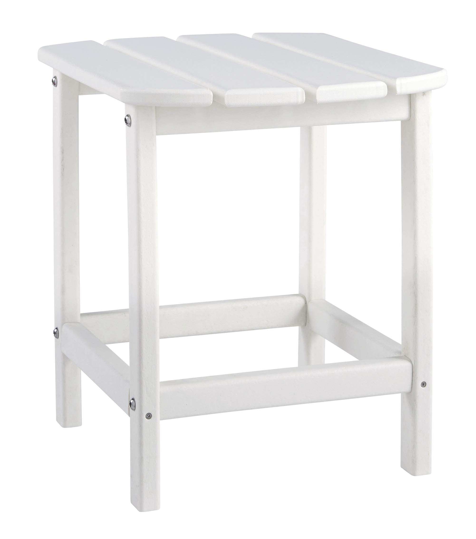 Signature Design by Ashley Sundown Treasure Outdoor Patio HDPE Weather Resistant End Table, White - Perfect for Poolside, Garden & Patio Furniture Set