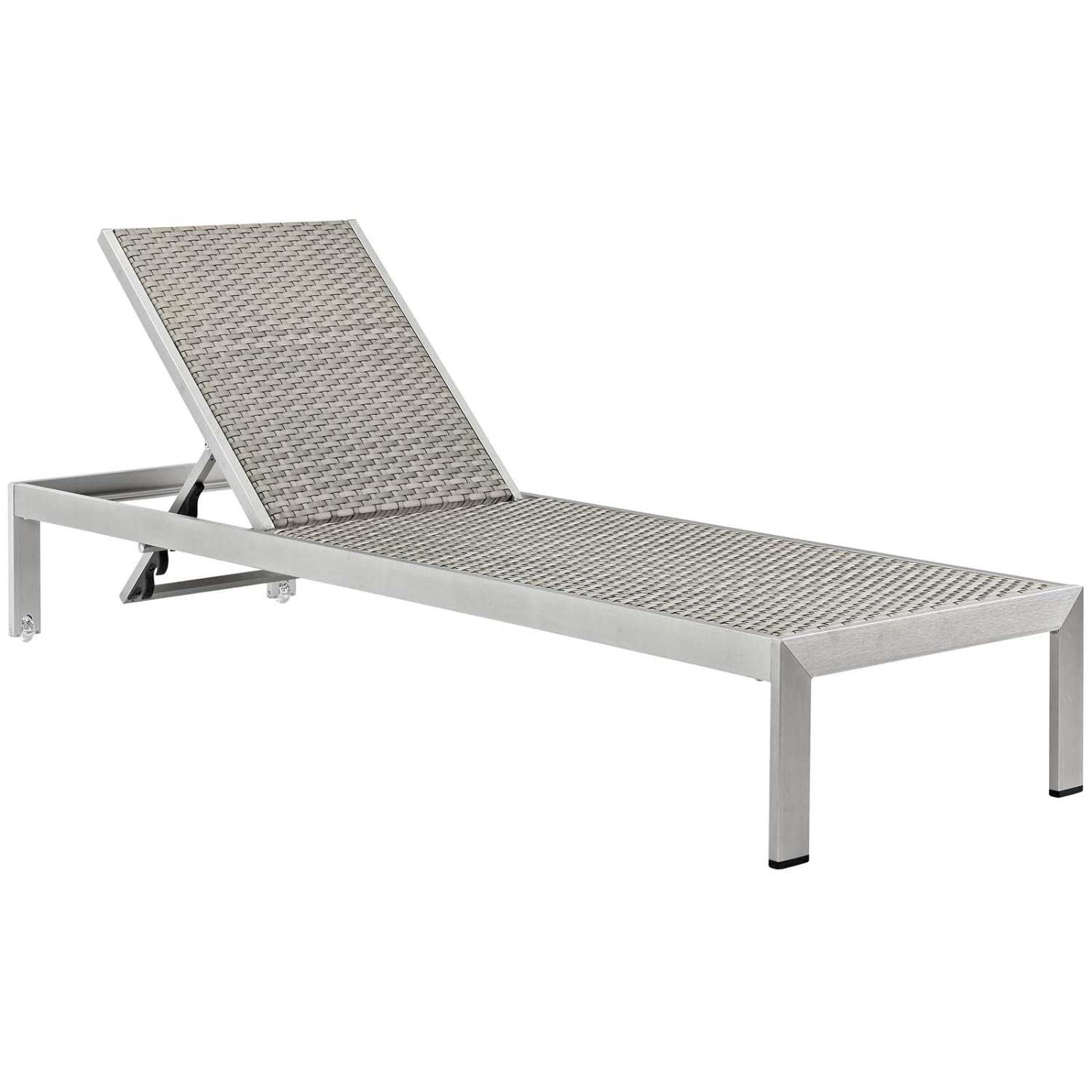 Modway EEI-4501-SLV-NAV Silver Navy Aluminum Outdoor Chaise Lounge - Patio Furniture for Poolside, Beach & Backyard Relaxation