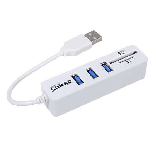 HY 617 Mini USB 2.0 Hub with SD/TF Card Reader - 4-Port USB Splitter & Memory Card Adapter for Laptop, PC, Mac - Expand Connectivity for External Drives, Flash Storage & More
