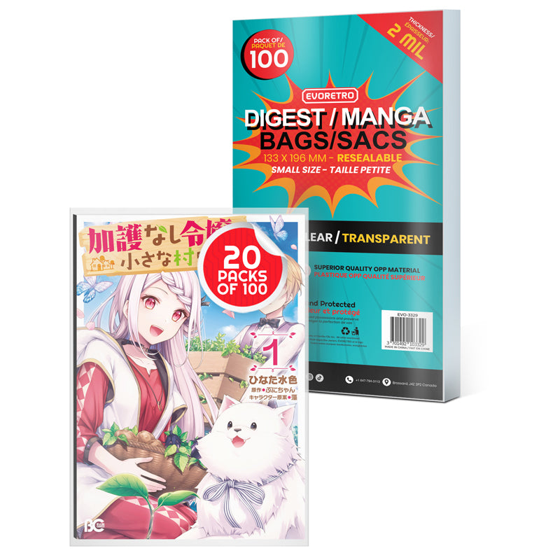 Evoretro Clear Resealable Bags for Comics, Manga & Collectibles - Perfect for Storage, Protection & Organization of Digest Books, Comic Collections & Trading Cards