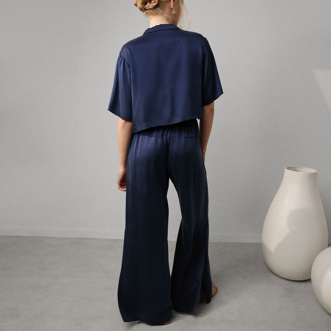 Luxury Washable Silk High Waist Pants Set for Women - Comfortable & Elegant Lounge Wear for Home, Office & Travel