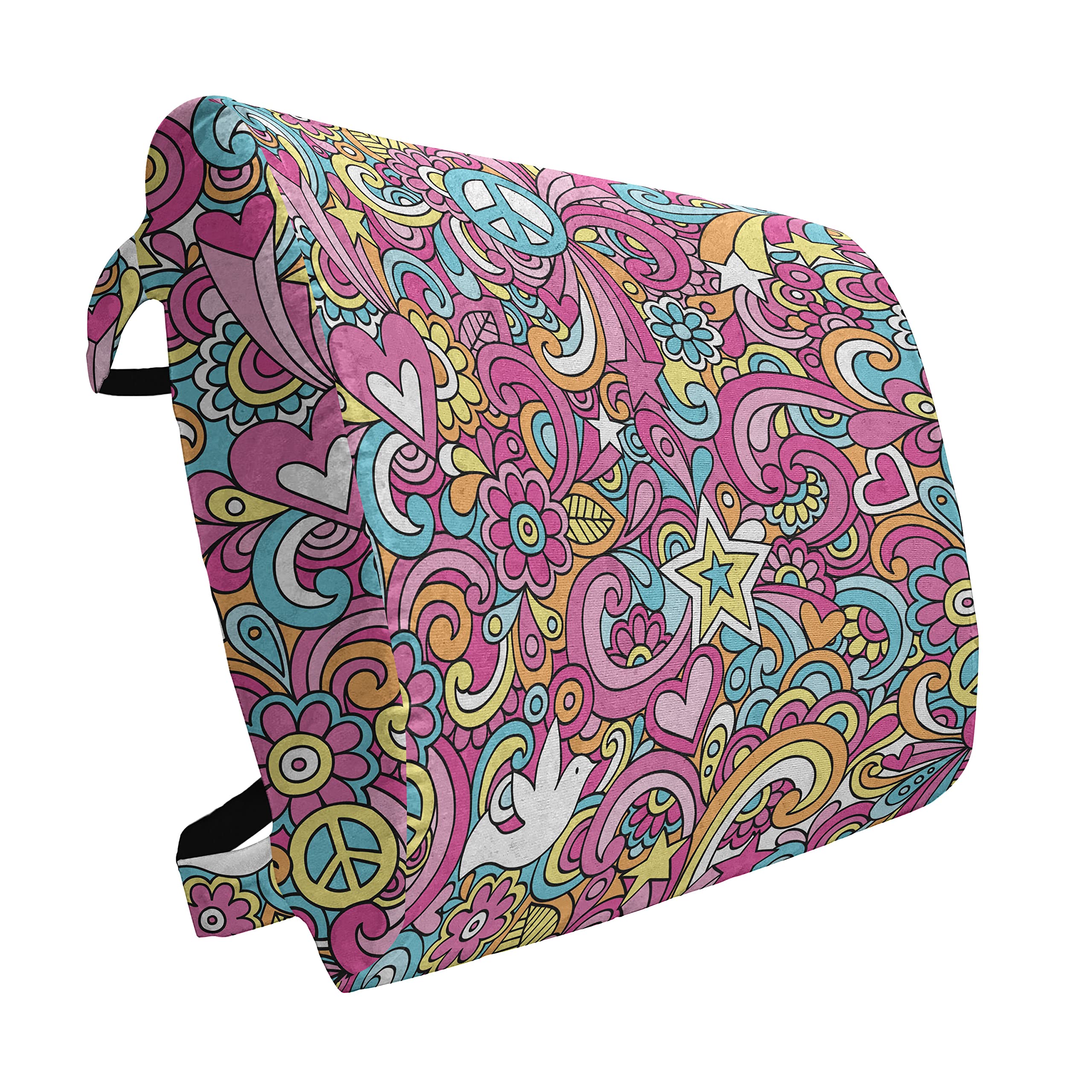 Ambesonne Groovy Lumbar Support Pillow - Psychedelic 60s Retro Pattern with Stars | High Density Foam for Office Chair & Car Seat | 14x13 Inch Multicolor Back Cushion | Perfect for Home Office, Gaming Chair & Long Drives