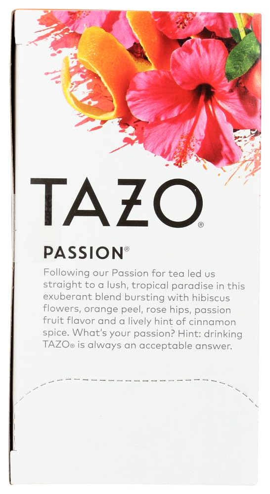 TAZO Passion Herbal Infusion Tea - Caffeine Free, 20 Tea Bags - Relaxing Herbal Tea Blend for Stress Relief & Evening Relaxation