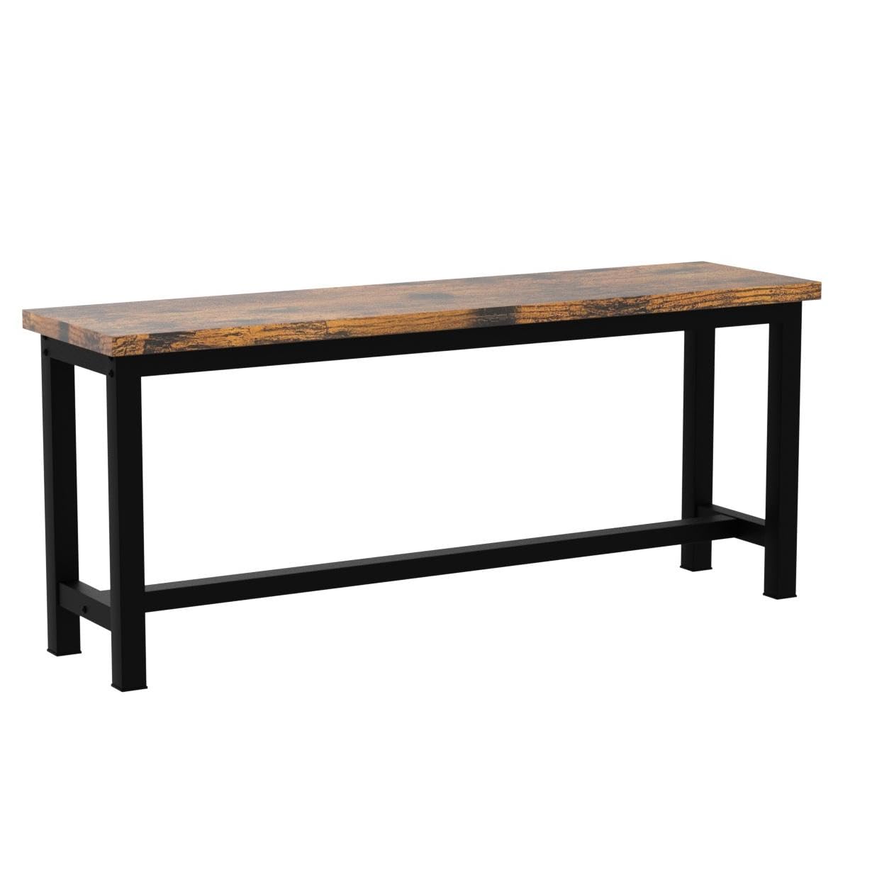 DKLGG 39 Inch Rustic Brown Dining Benches Set of 2 - Industrial Metal Leg Kitchen & Entryway Benches for Living Room, Bedroom, Dining Area - Durable & Stable Wooden Seating for Home Decor & Small Space Solutions