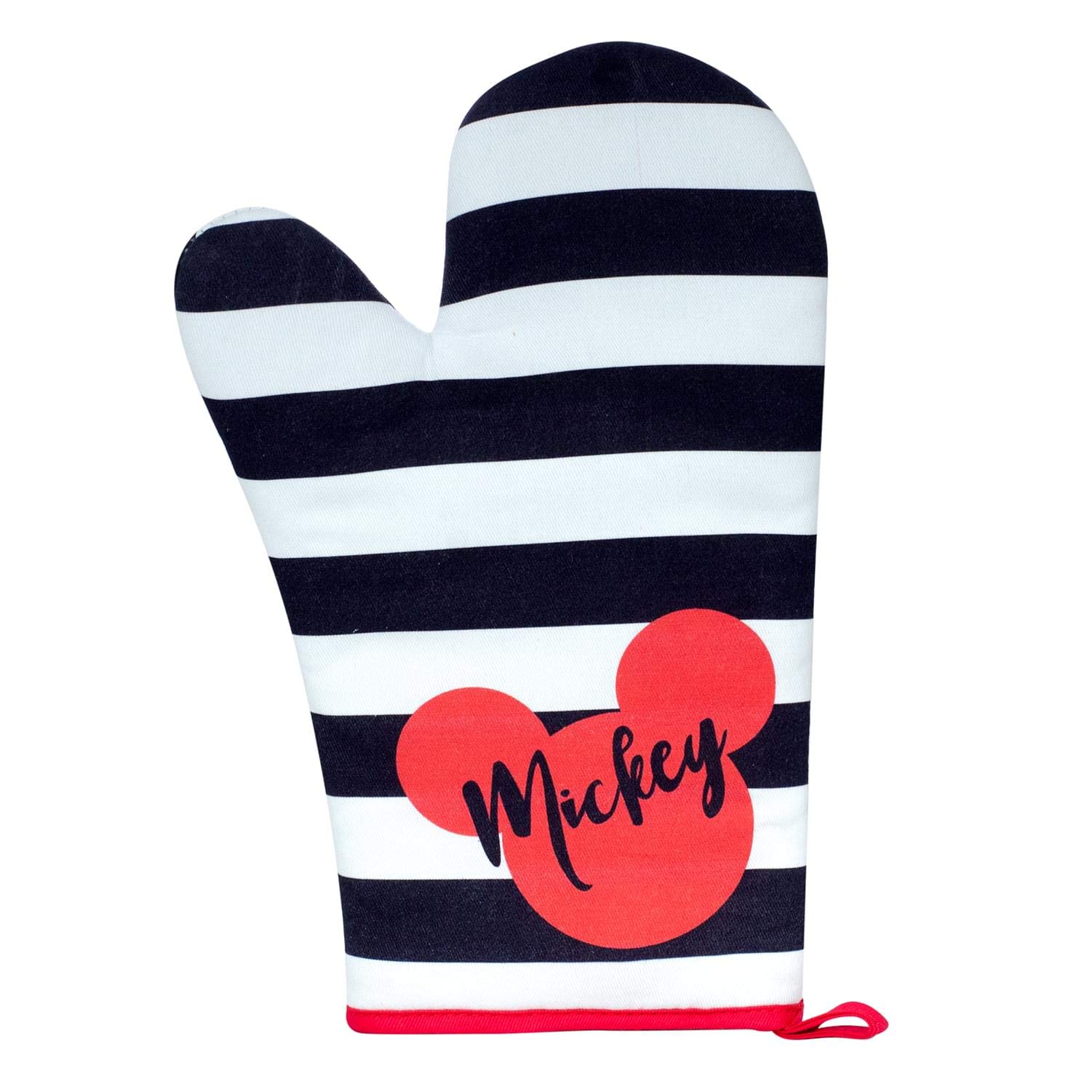 Disney Mickey Mouse Stripe Oven Mitt - Heat Resistant Kitchen Glove for Baking, Cooking & Grilling - Perfect for Holiday Gifts & Mickey Mouse Fans