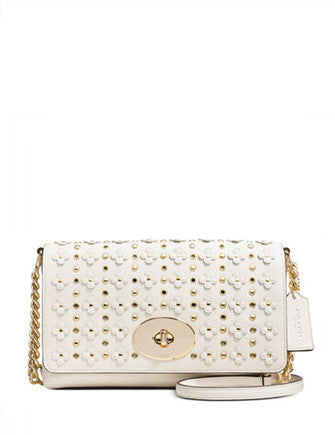 Coach Floral Rivets Leather Crosstown Crossbody Bag for Women - Stylish & Compact Purse for Everyday Use, Travel, and Date Nights