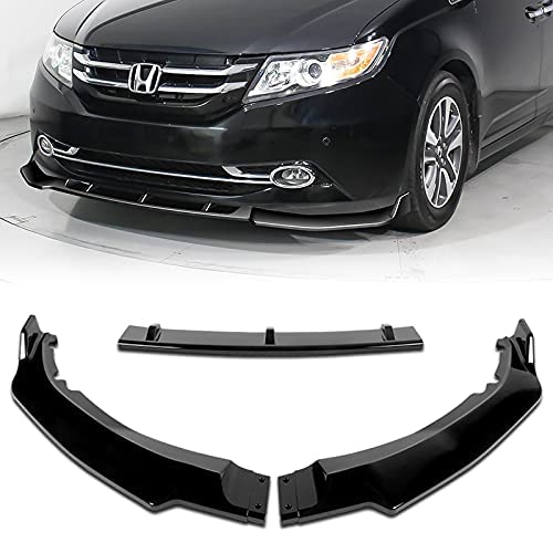 3PCS Front Bumper Lip Kit for 2011-2017 Honda Odyssey - CK-Style Splitter Trim Protection Spoiler, Air Dam Chin Diffuser (Painted Black) | Enhances Aerodynamics & Style for Sedans & SUVs