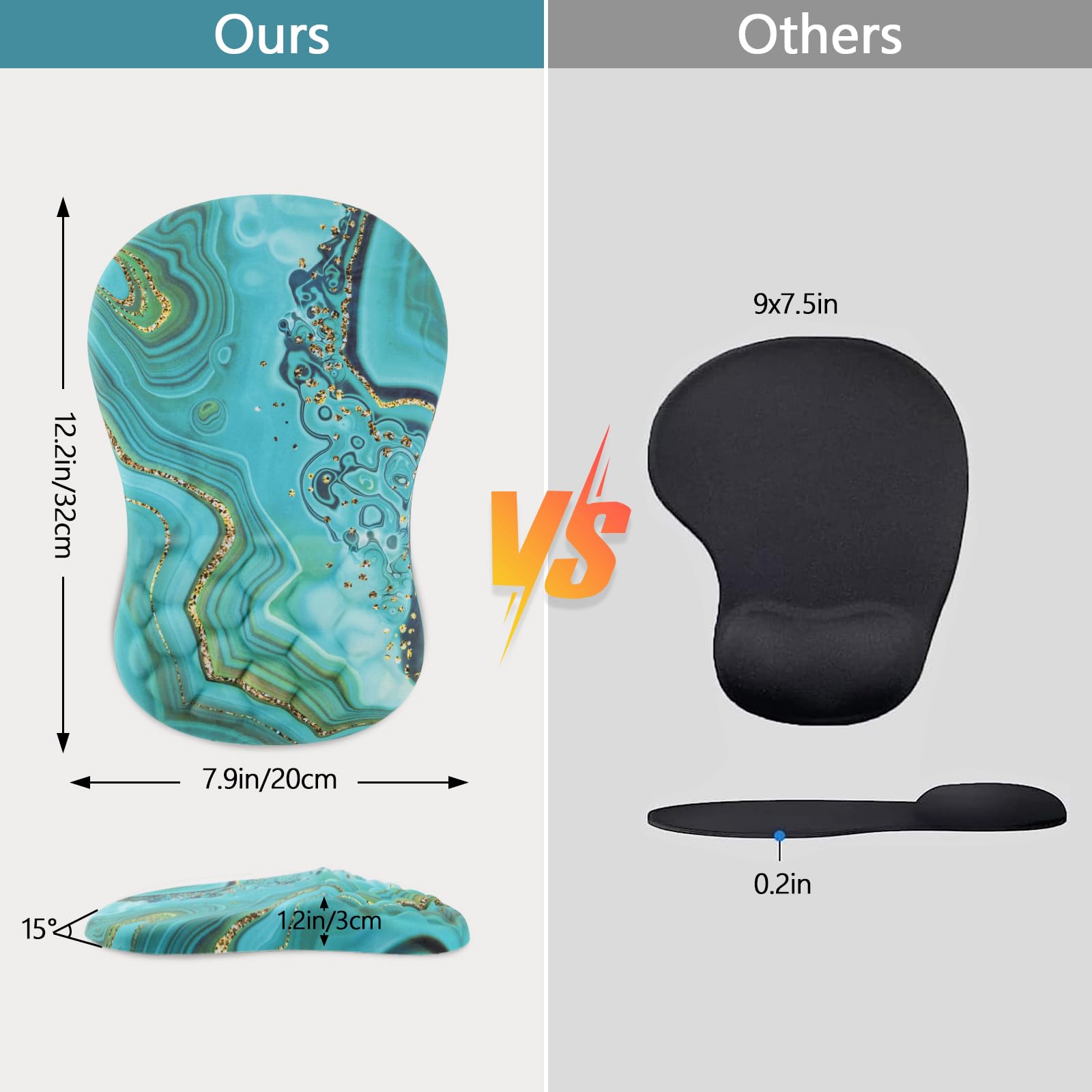 Ergonomic Mouse Pad with Wrist Support - Comfortable Computer Mouse Pad for Laptop & PC - Pain Relief Wrist Rest with Non-Slip PU Base (Green) - Perfect for Office, Gaming & Long Computer Work Sessions
