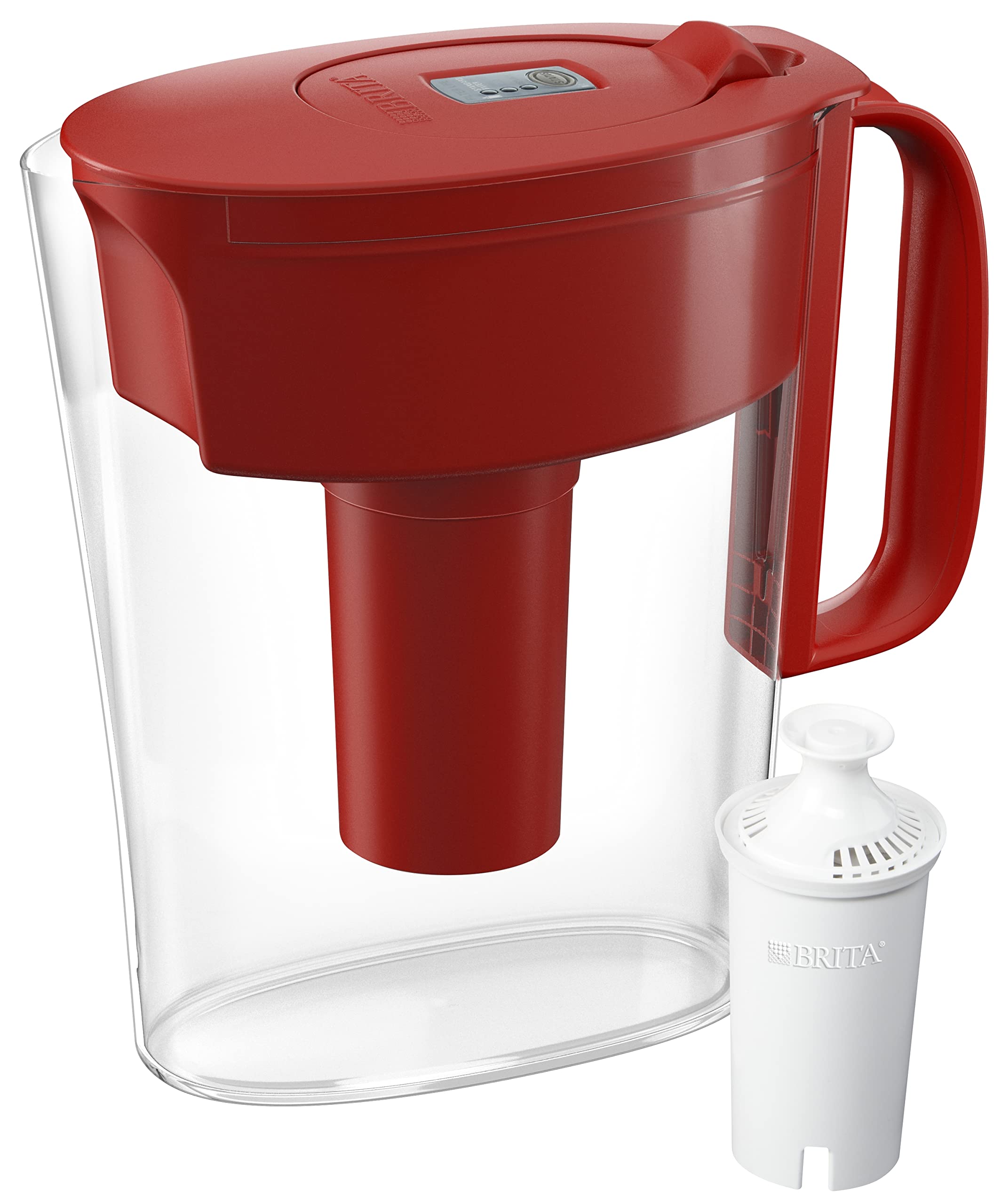 Brita Standard Metro Water Filter Pitcher - 5 Cup Small Size, Red (1 Count) | BPA-Free Water Filtration for Clean Drinking Water at Home, Office or Dorm Room