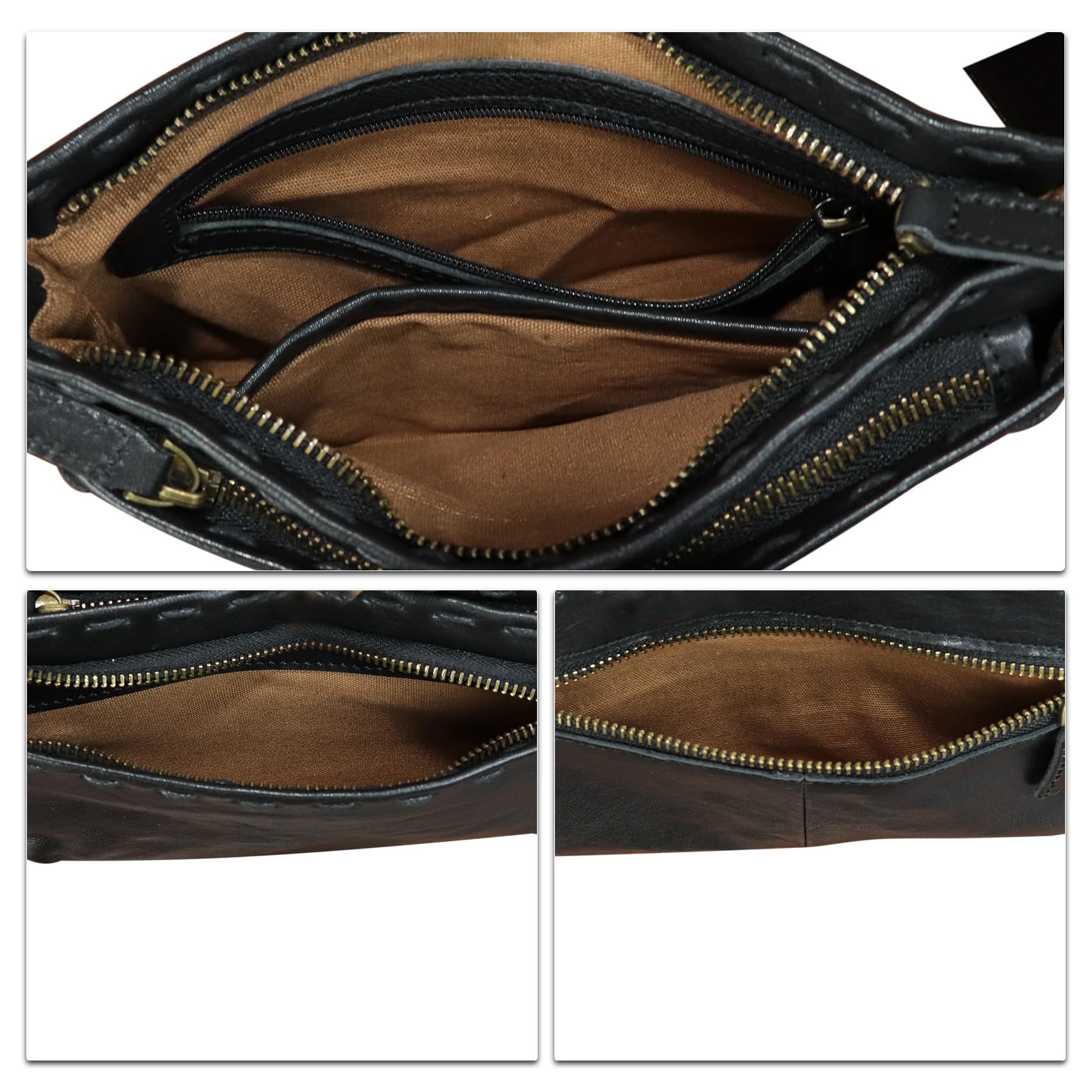 LRTO Genuine Leather Waist Bag for Women & Men - Real Leather Fanny Pack, Sling Bag, Crossbody Bag & Chest Purse - Adjustable Strap, Small Travel Essentials Pouch (Black, LRTO-15006) - Perfect for Gym, Hiking, Running & Everyday Use