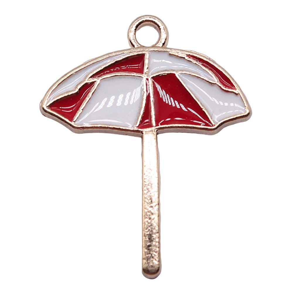 10pcs 28x22mm Gold Plated Umbrella Charms - Zinc Alloy Pendants for DIY Jewelry Making - Perfect for Necklaces, Bracelets & Earrings - Great Gift for Jewelry Crafters