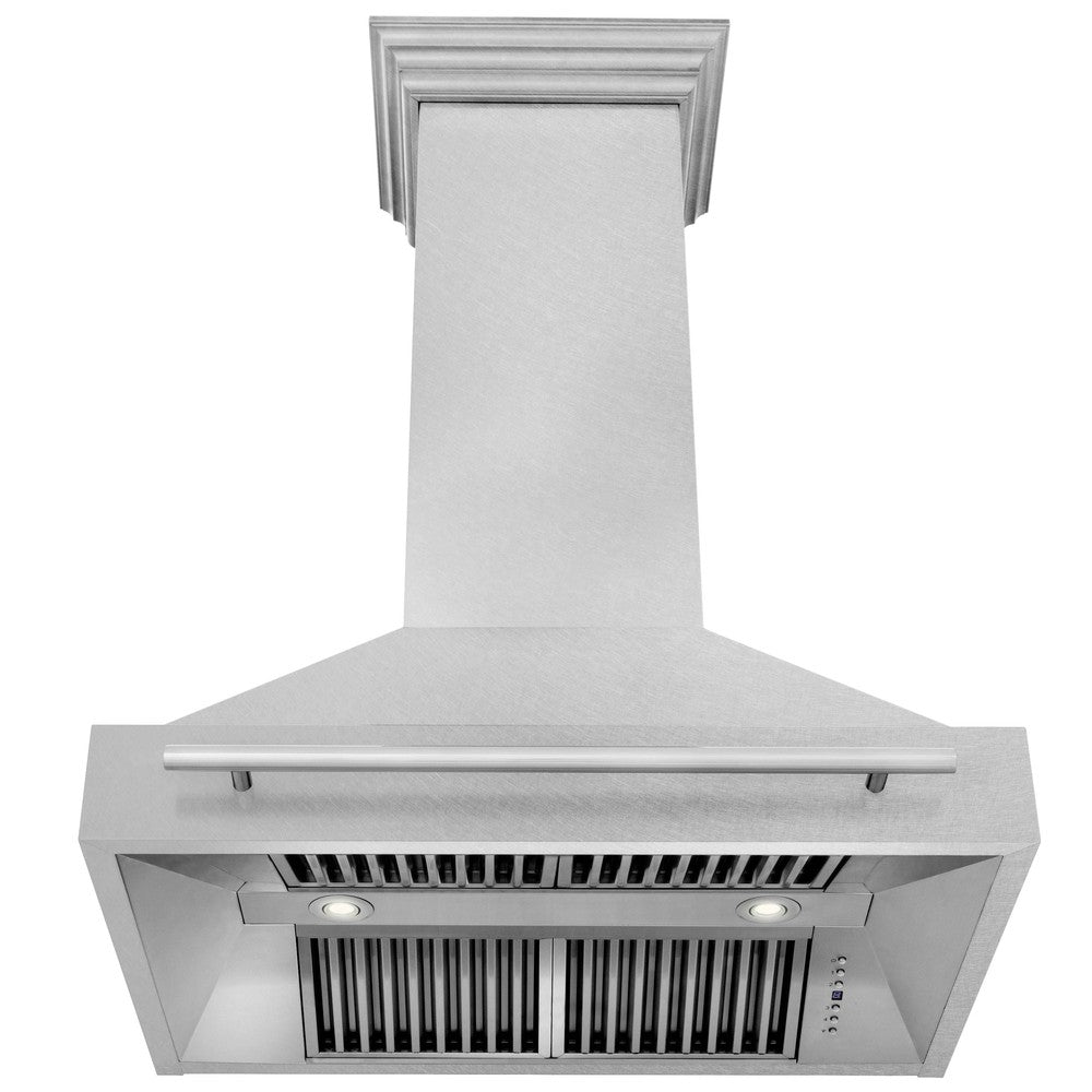 ZLINE 36 Inch Stainless Steel Wall Mount Range Hood with Satin Finish & Stainless Steel Handle (8654SNX 36) - Powerful Kitchen Ventilation for Gas Stoves & Cooking Areas