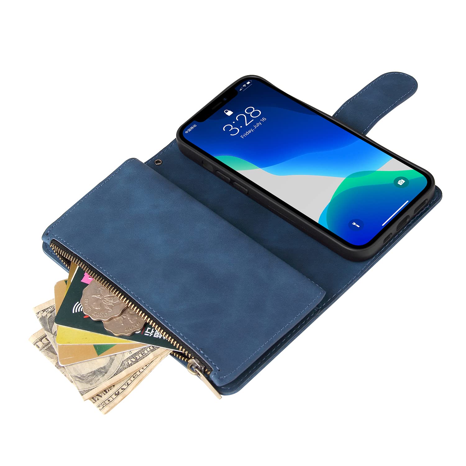ASUWISH iPhone 13 Pro Wallet Case with Tempered Glass Screen Protector - 6.1